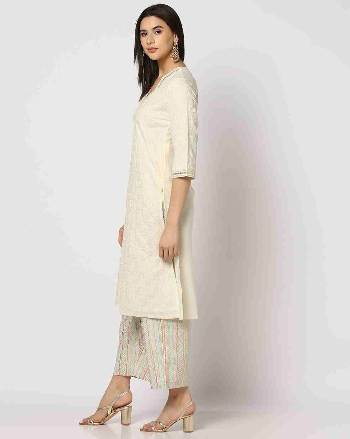 KRITA | Women Embroidered Straight Kurta & Pants Set|1