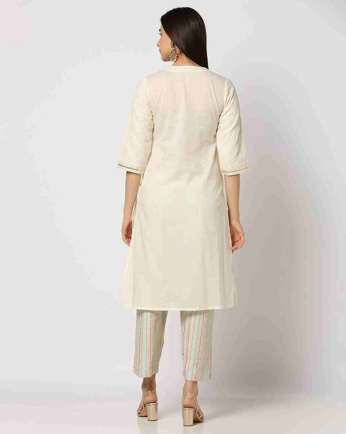 KRITA | Women Embroidered Straight Kurta & Pants Set|2