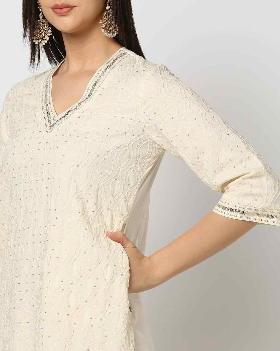 KRITA | Women Embroidered Straight Kurta & Pants Set|3