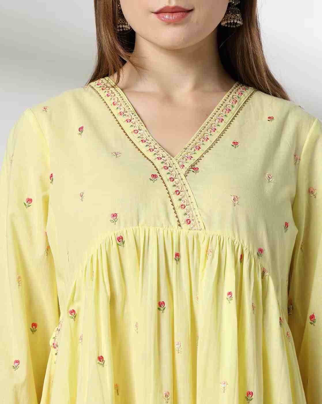 KRITA | Women Embroidered Flared Kurta with Pants|3