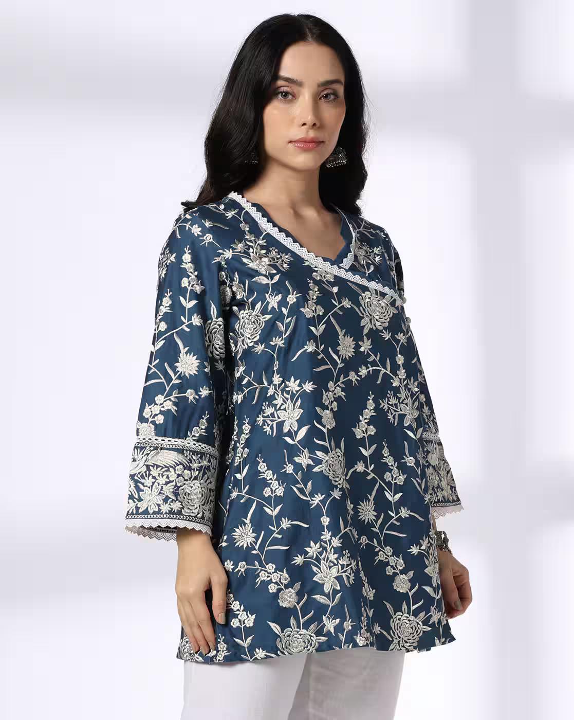 KRITA | Women Embroidered Angrakha Kurta|2