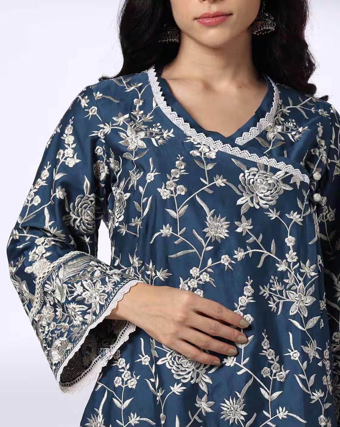 KRITA | Women Embroidered Angrakha Kurta|4