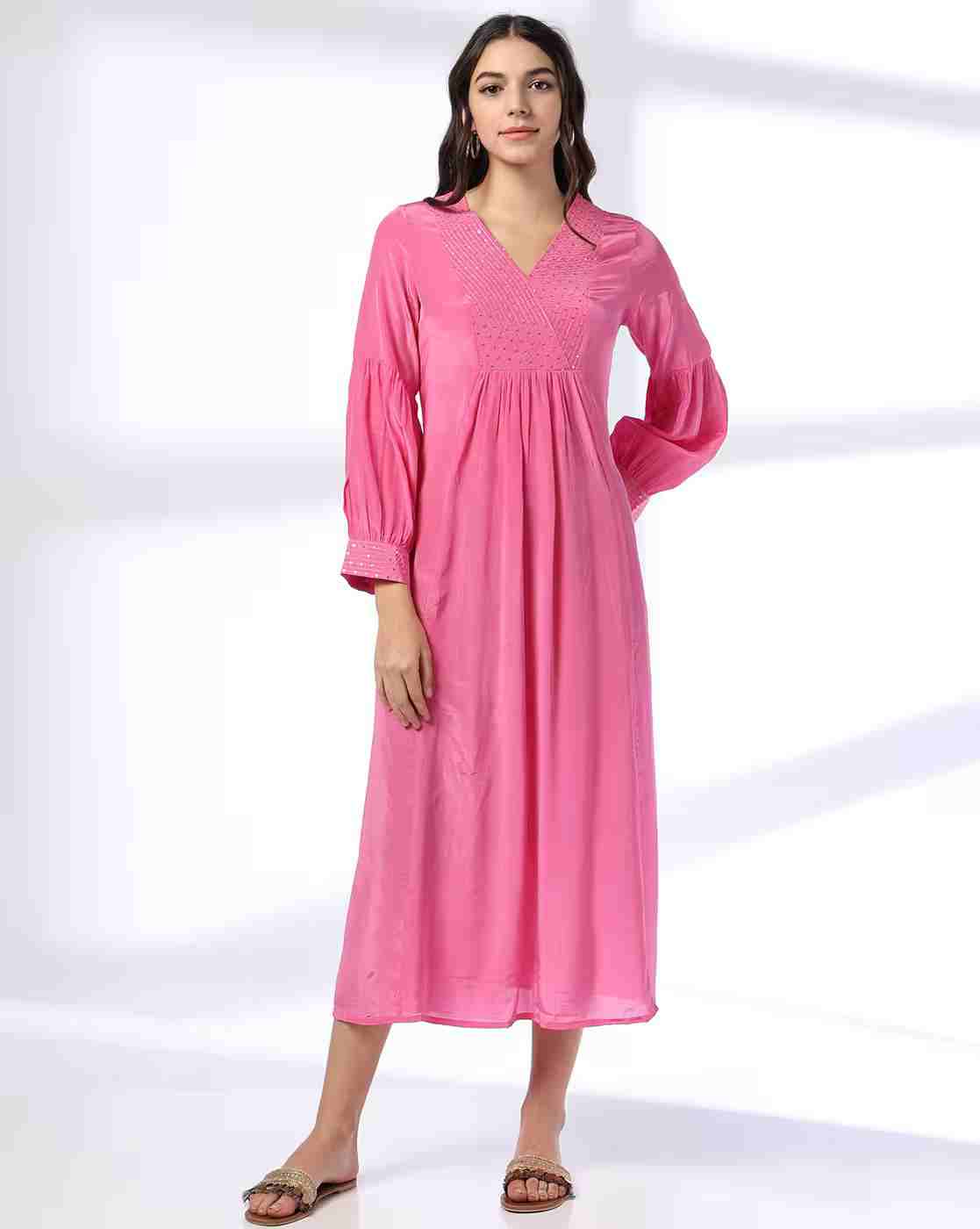 KRITA | Women Sequinned Yoke A-Line Dress|0