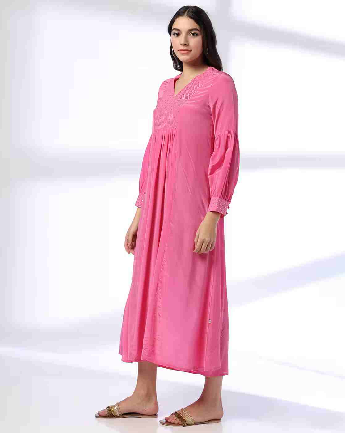 KRITA | Women Sequinned Yoke A-Line Dress|1
