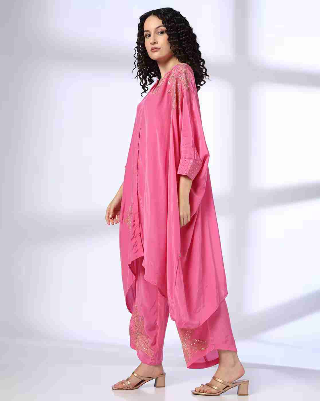 KRITA | Women Embroidered A-line Kaftan Kurta & Pants Set
