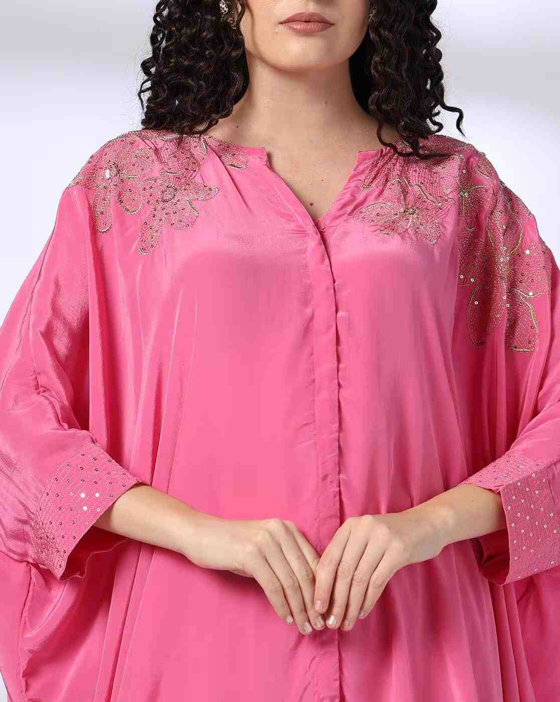 KRITA | Women Embroidered A-line Kaftan Kurta & Pants Set|3