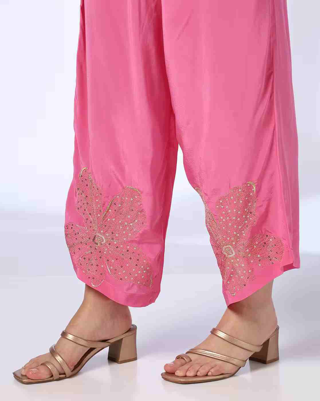 KRITA | Women Embroidered A-line Kaftan Kurta & Pants Set|5