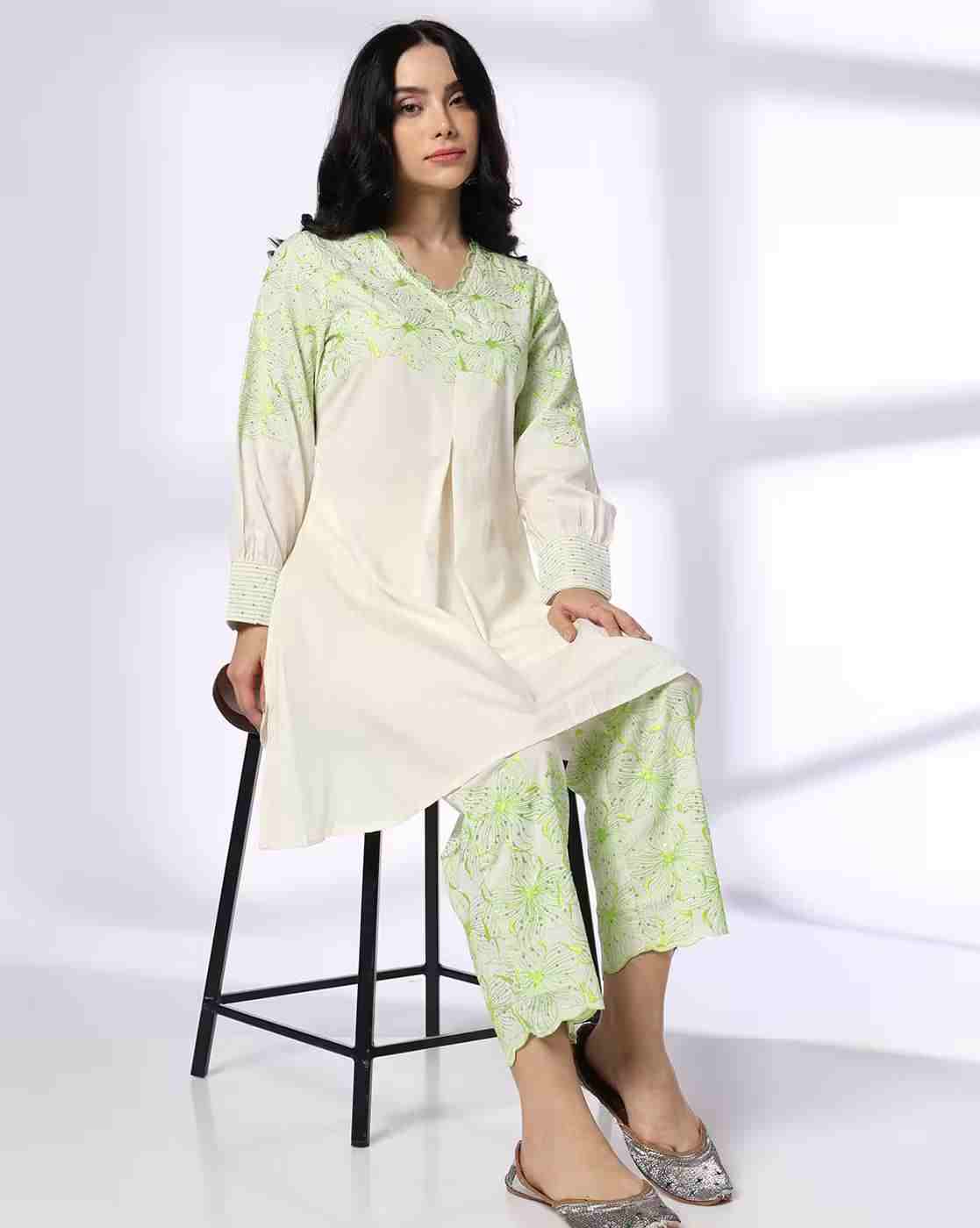 Women Embroidered A-Line Kurta & Pants Set