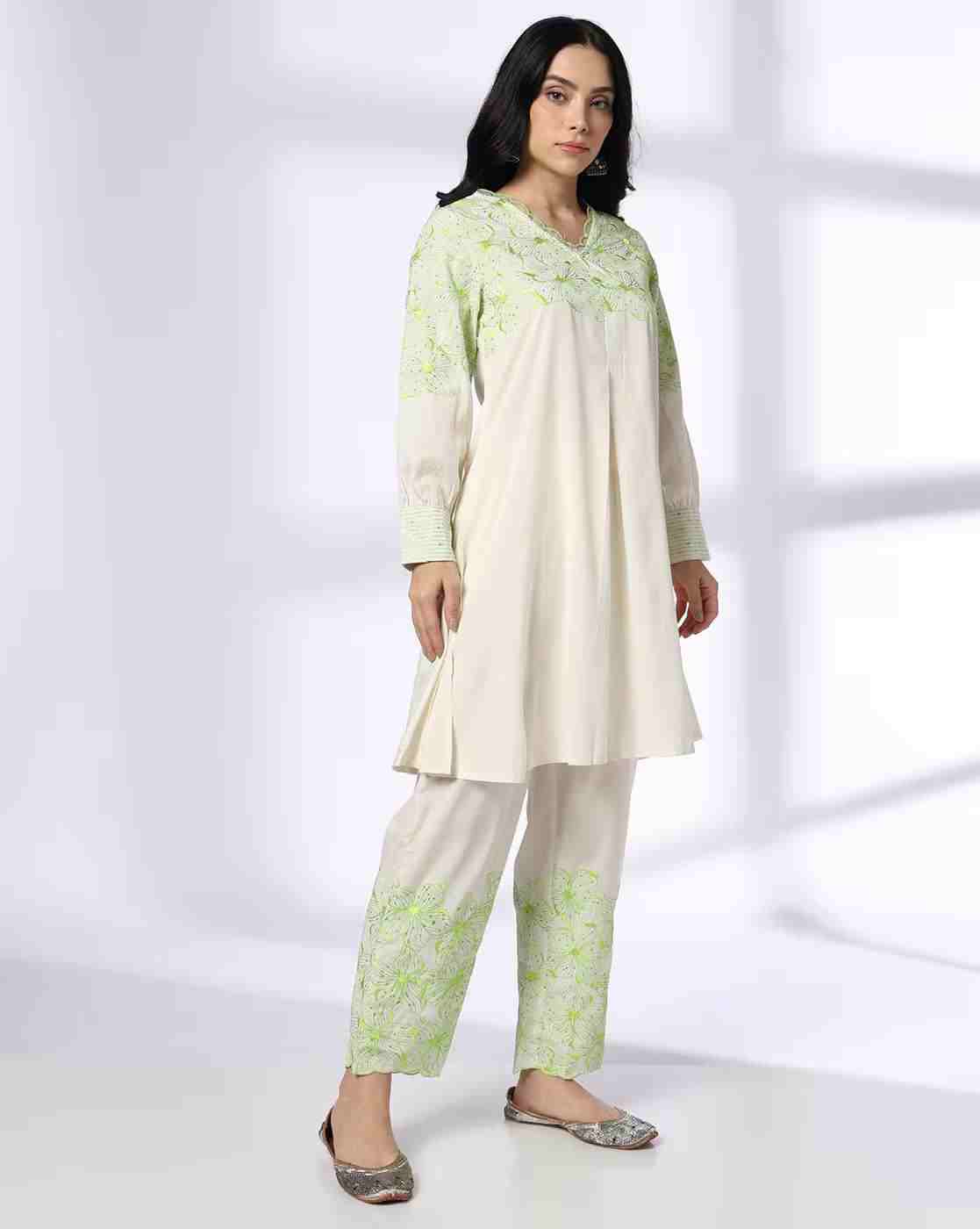 KRITA | Women Embroidered A-Line Kurta & Pants Set|2