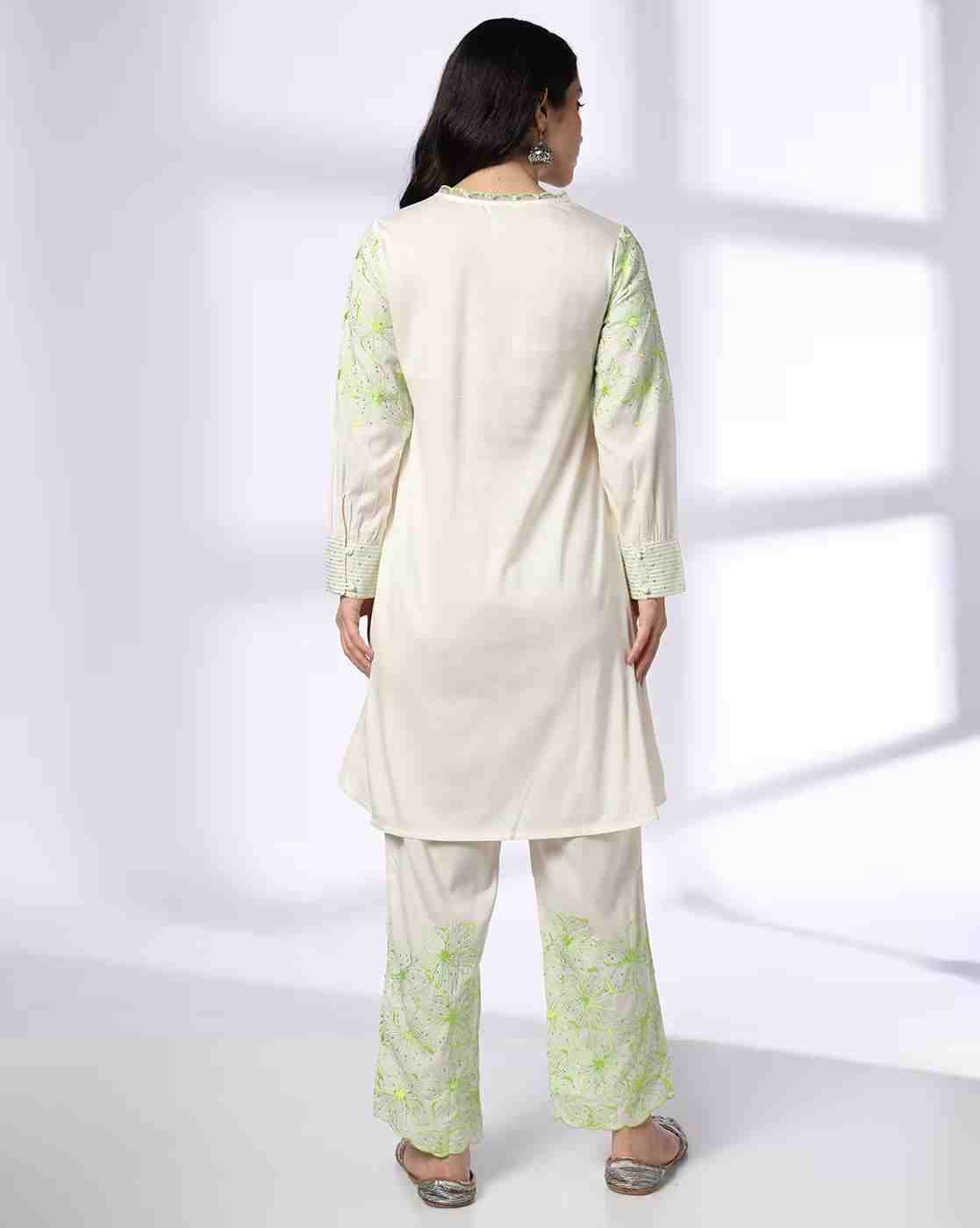 KRITA | Women Embroidered A-Line Kurta & Pants Set|3