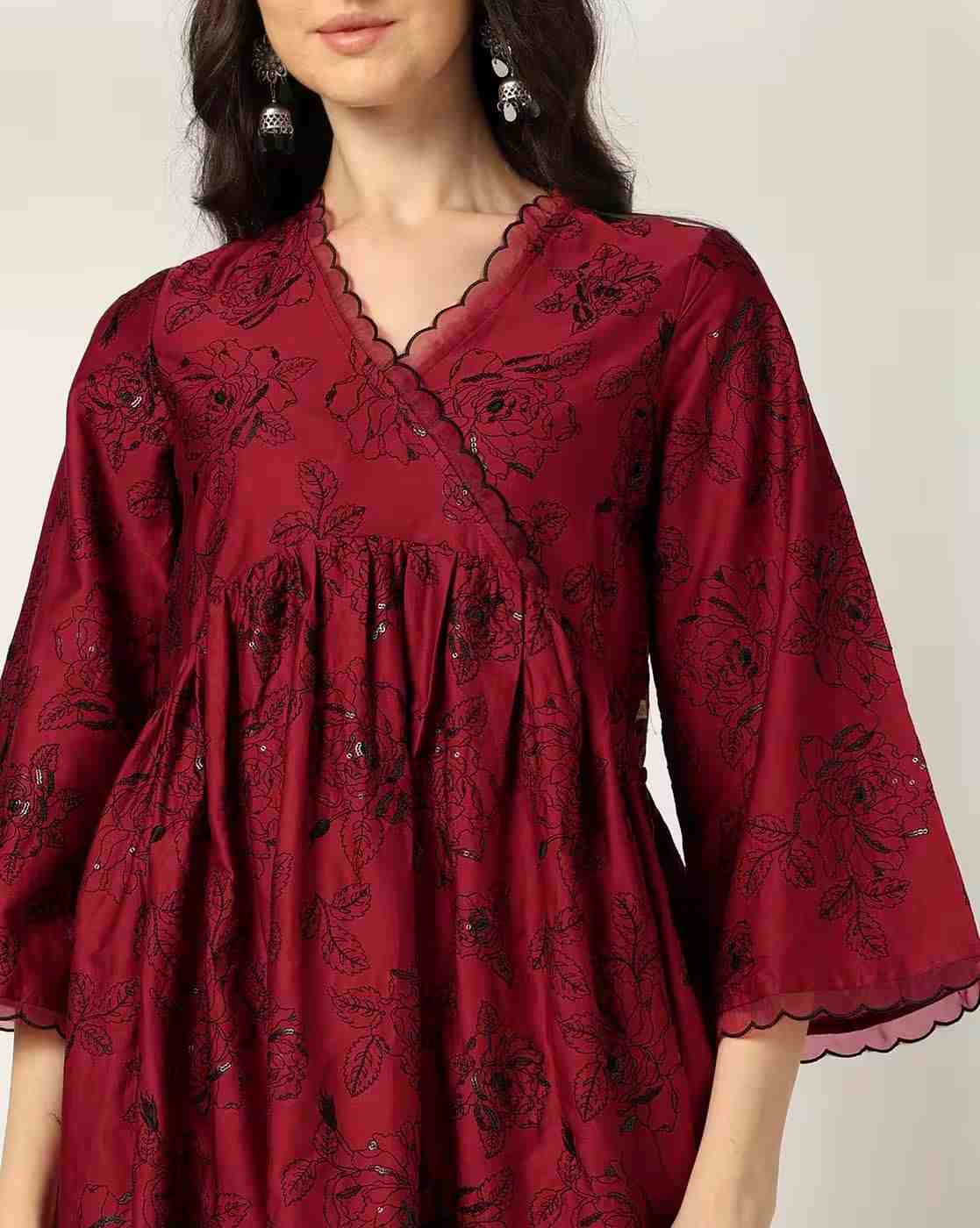 KRITA | Women Embroidered Flared Kurta with Sequins|3