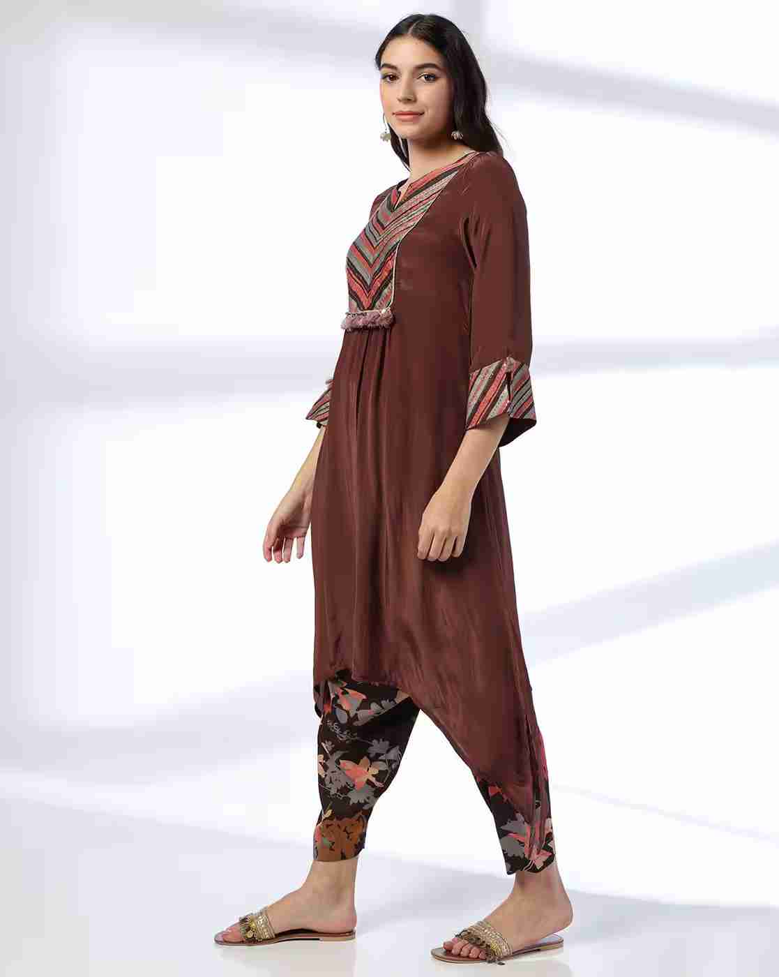 KRITA | Women Chevron Yoke Straight Kurta Set|1