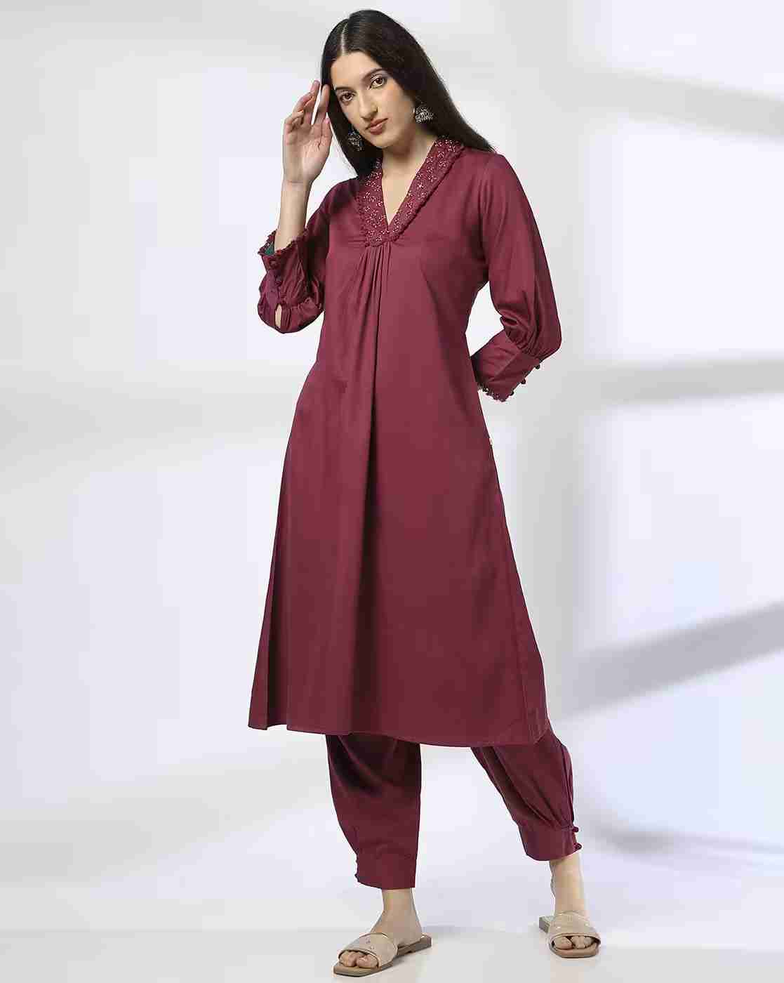 Women V-Neck A-Line Kurta with Pants Set