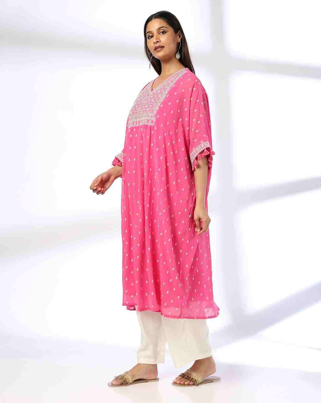KRITA | Women Embroidered A-Line Kaftan Kurta