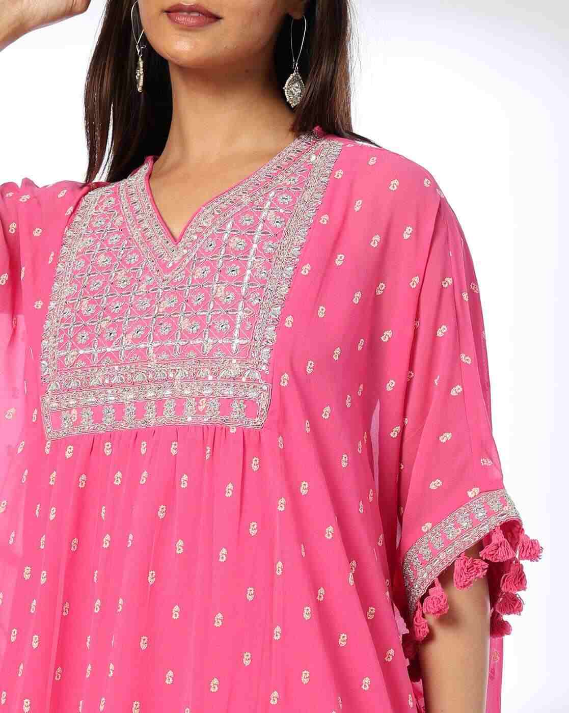 KRITA | Women Embroidered A-Line Kaftan Kurta|3