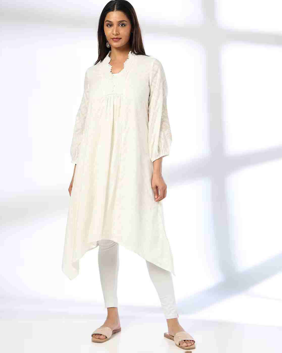 Women Embroidered Flared Kurta