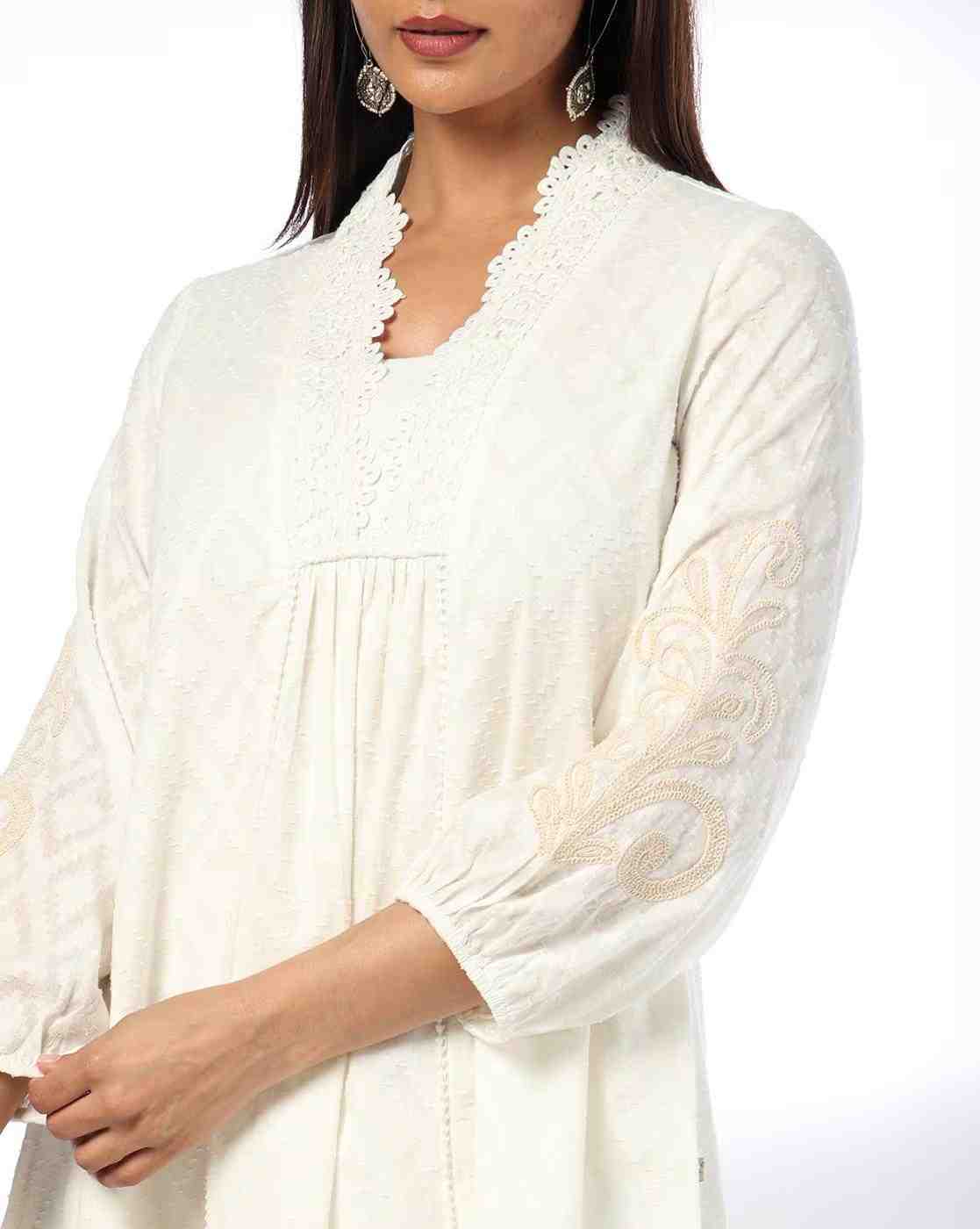KRITA | Women Embroidered Flared Kurta|3