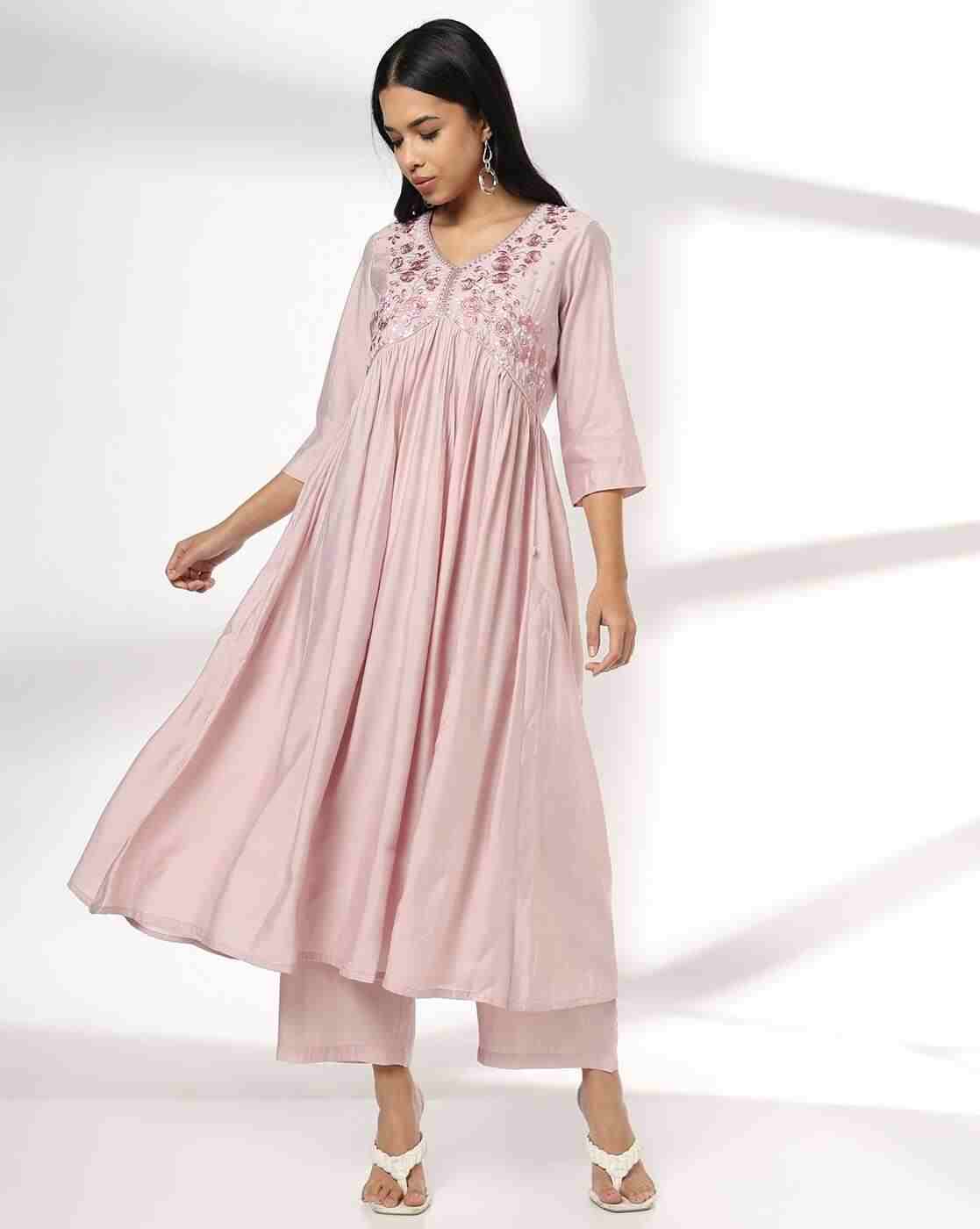 KRITA | Women Embroidered Flared Kurta & Pants Set|0