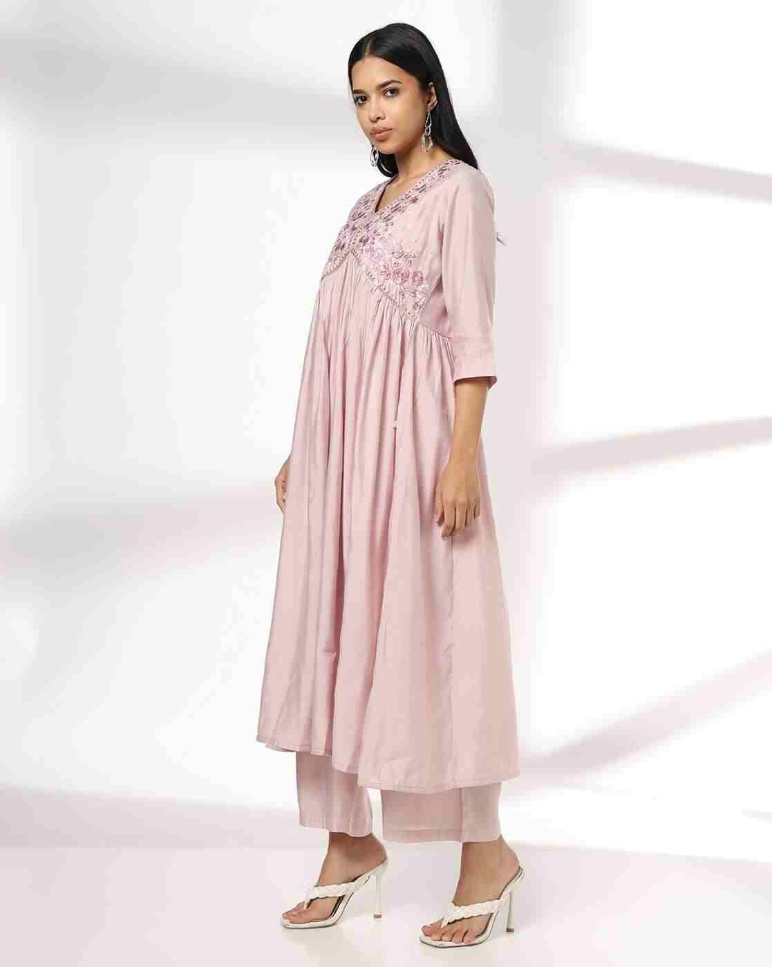 KRITA | Women Embroidered Flared Kurta & Pants Set|1