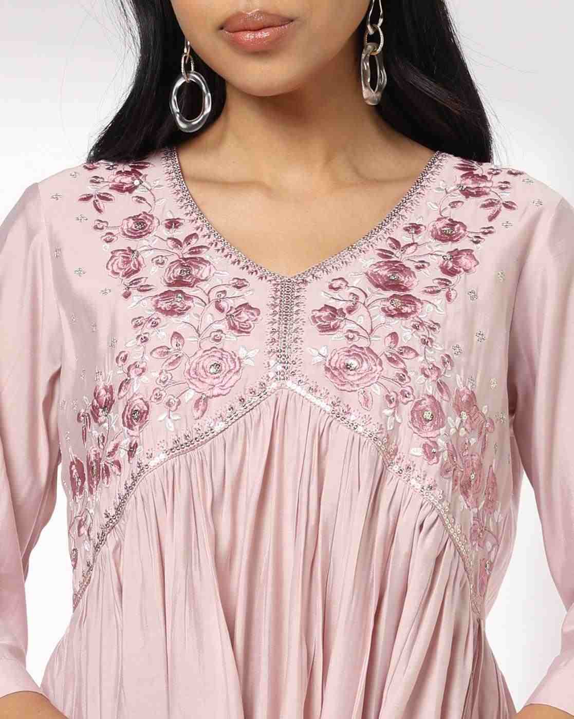 KRITA | Women Embroidered Flared Kurta & Pants Set|3