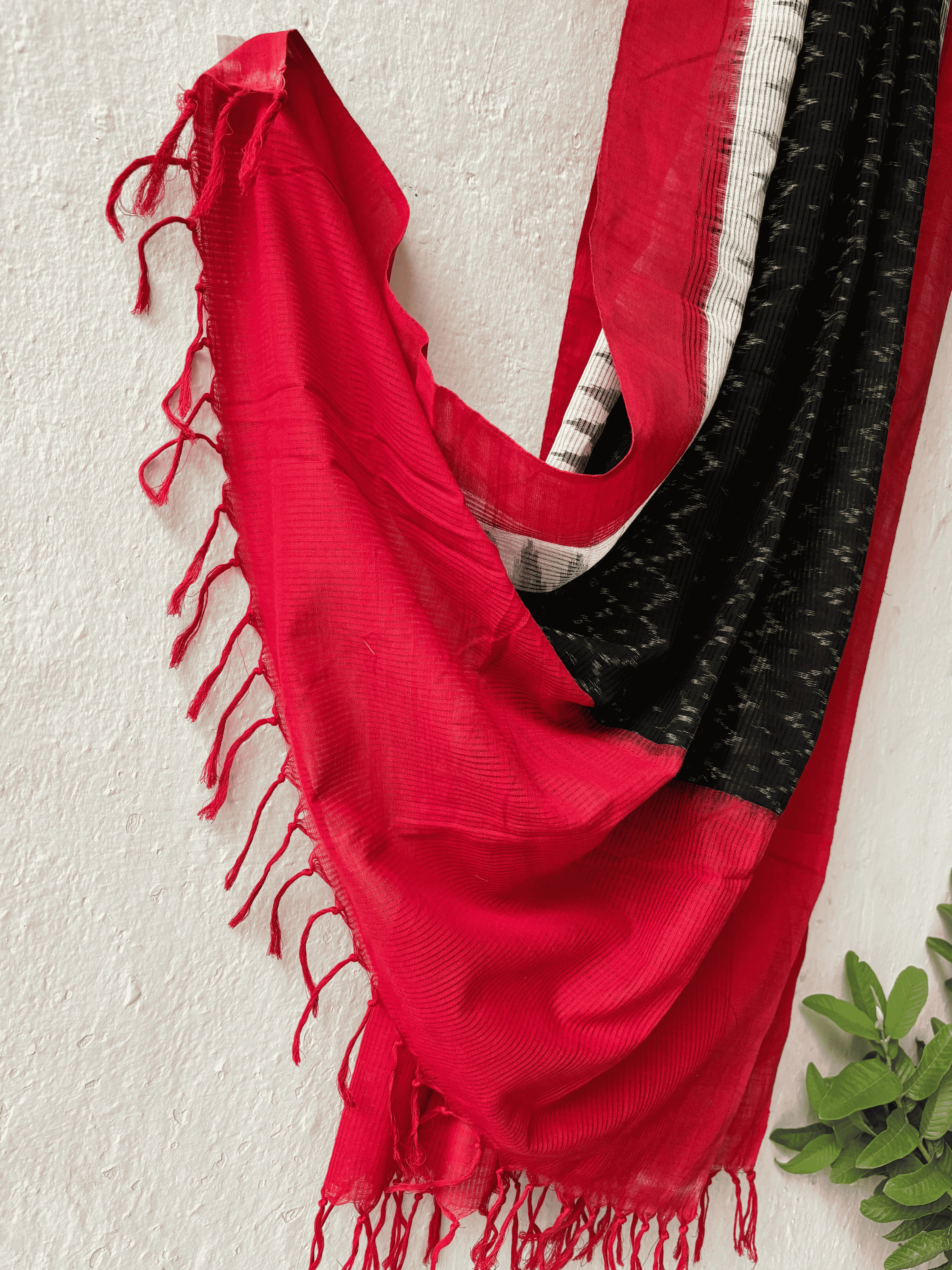 Cotton Black Warp Ikat Duppata