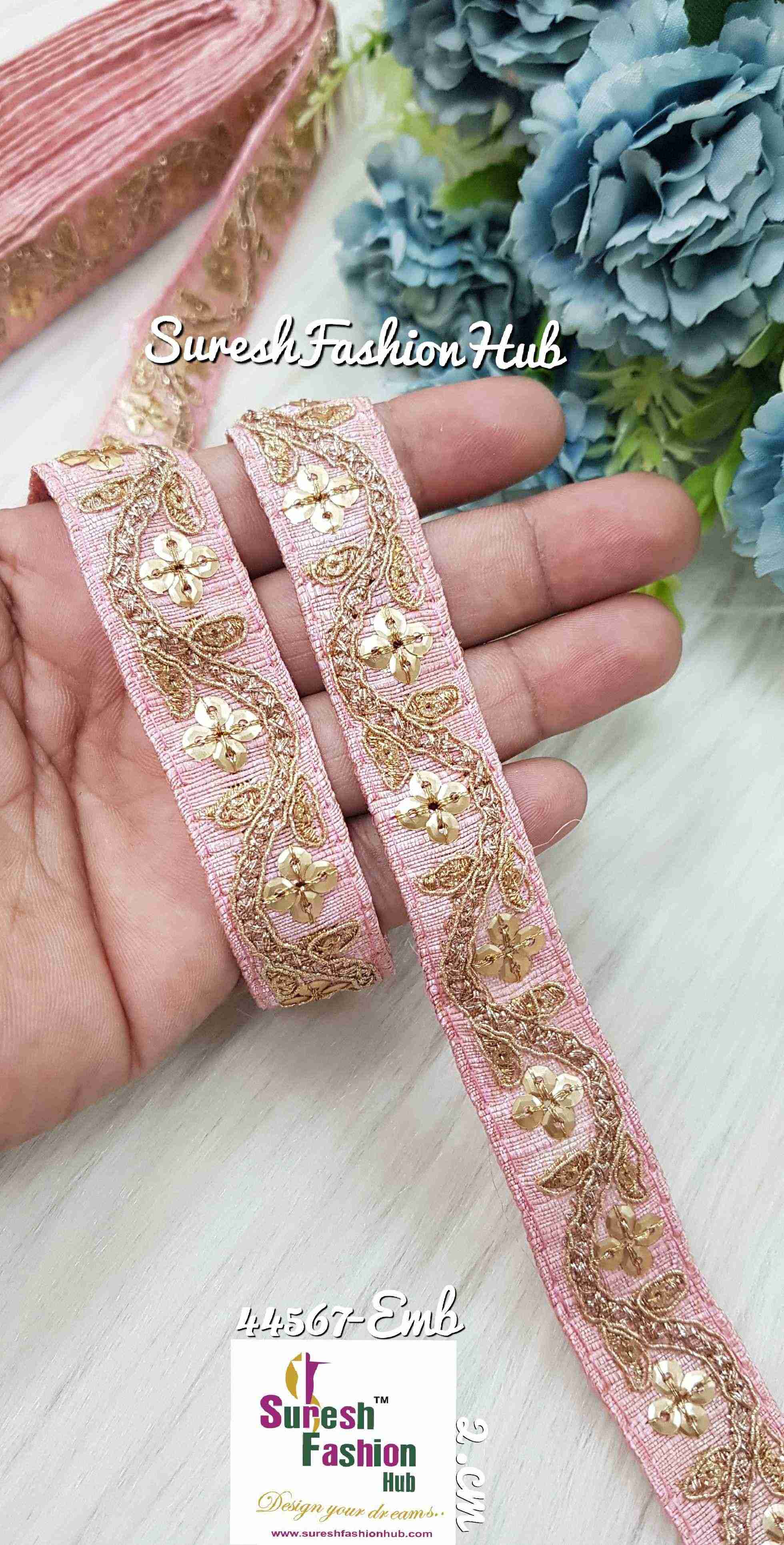 Baby Pink Waves Of Gold Trim