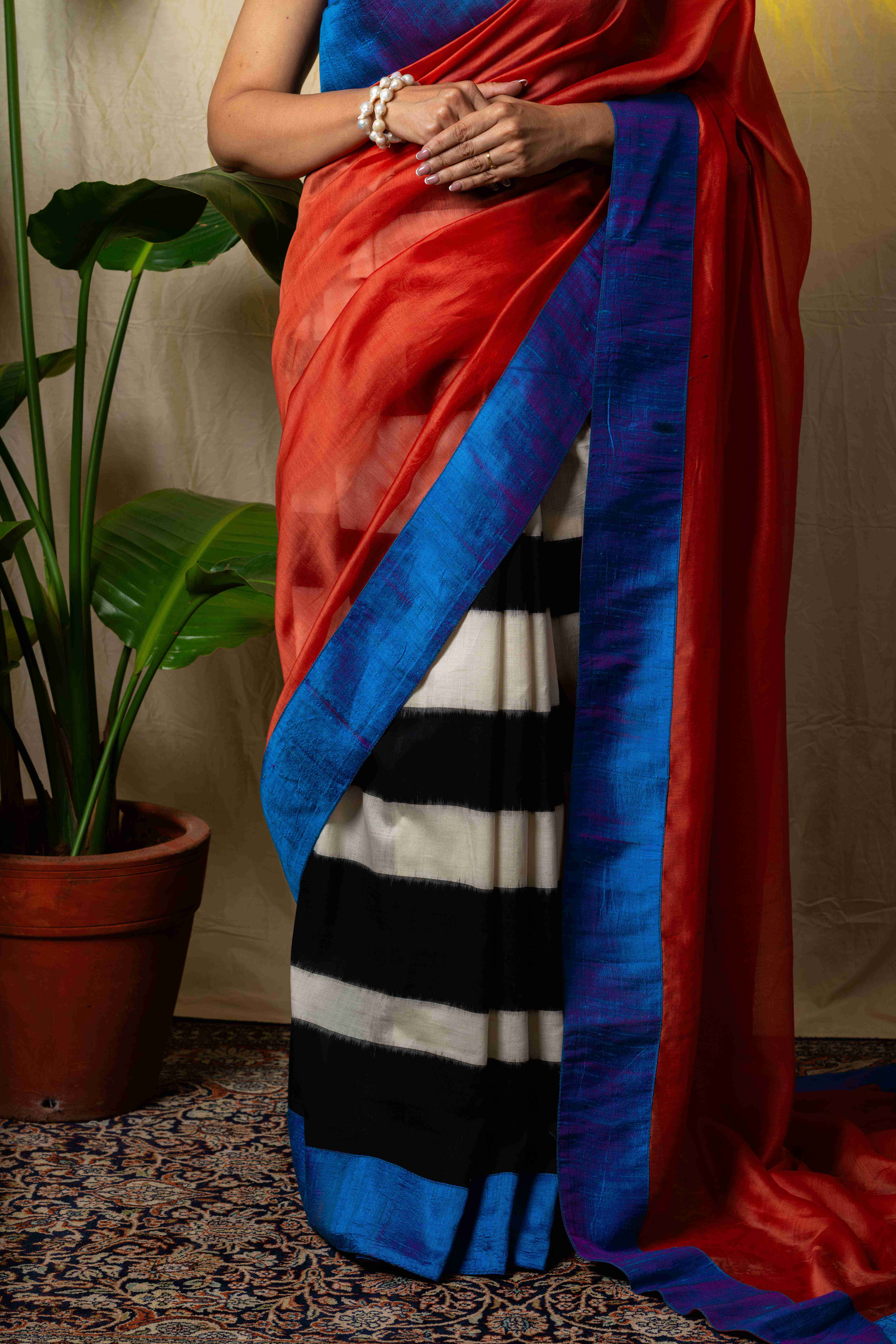 Ikat cotton & Chanderi silk Saree