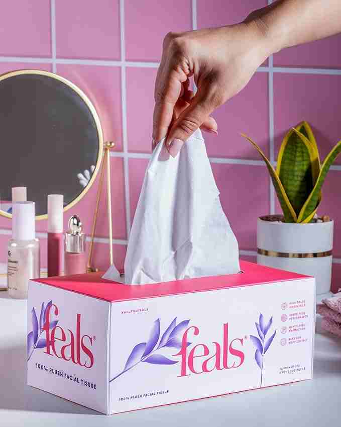 2 Ply Facial Tissue Wipes for Face - 200 Pulls per Box | Chemical-Free, Gentle Care for Delicate Skin | Pack of 2 (Total 400 Pulls)