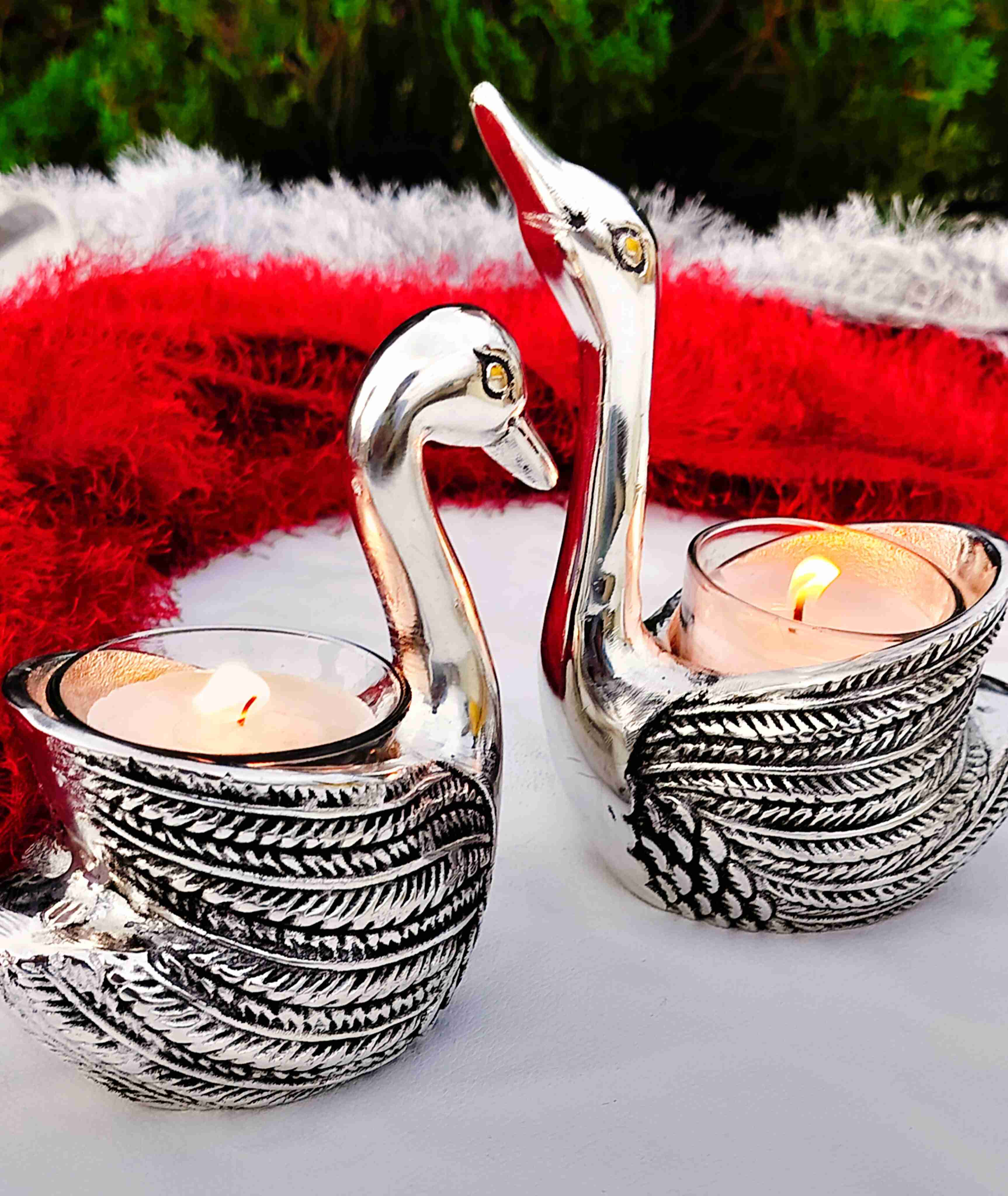 German silver Love birds candle holder