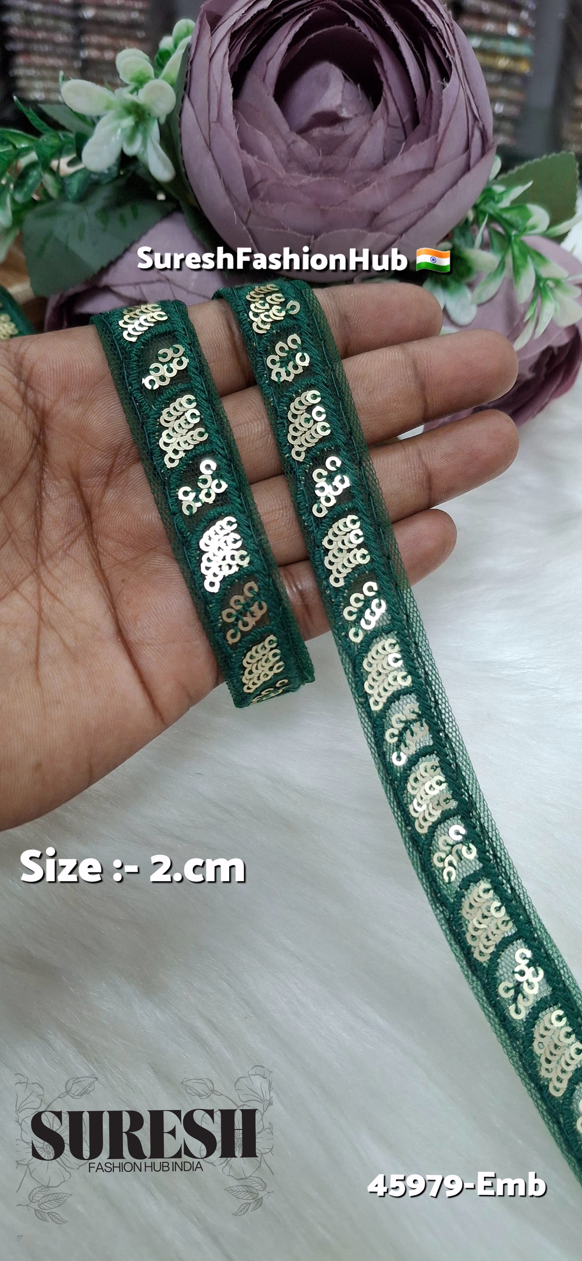 Bottle Green Tone-on-Tone Net Embroidery Lace