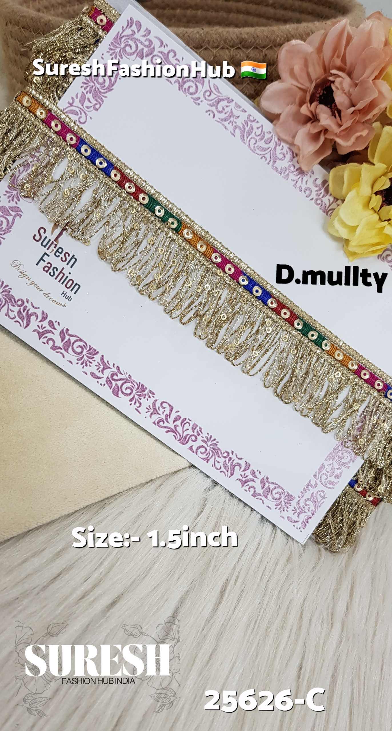Dark Multy Zari Sequin Fringe Lace