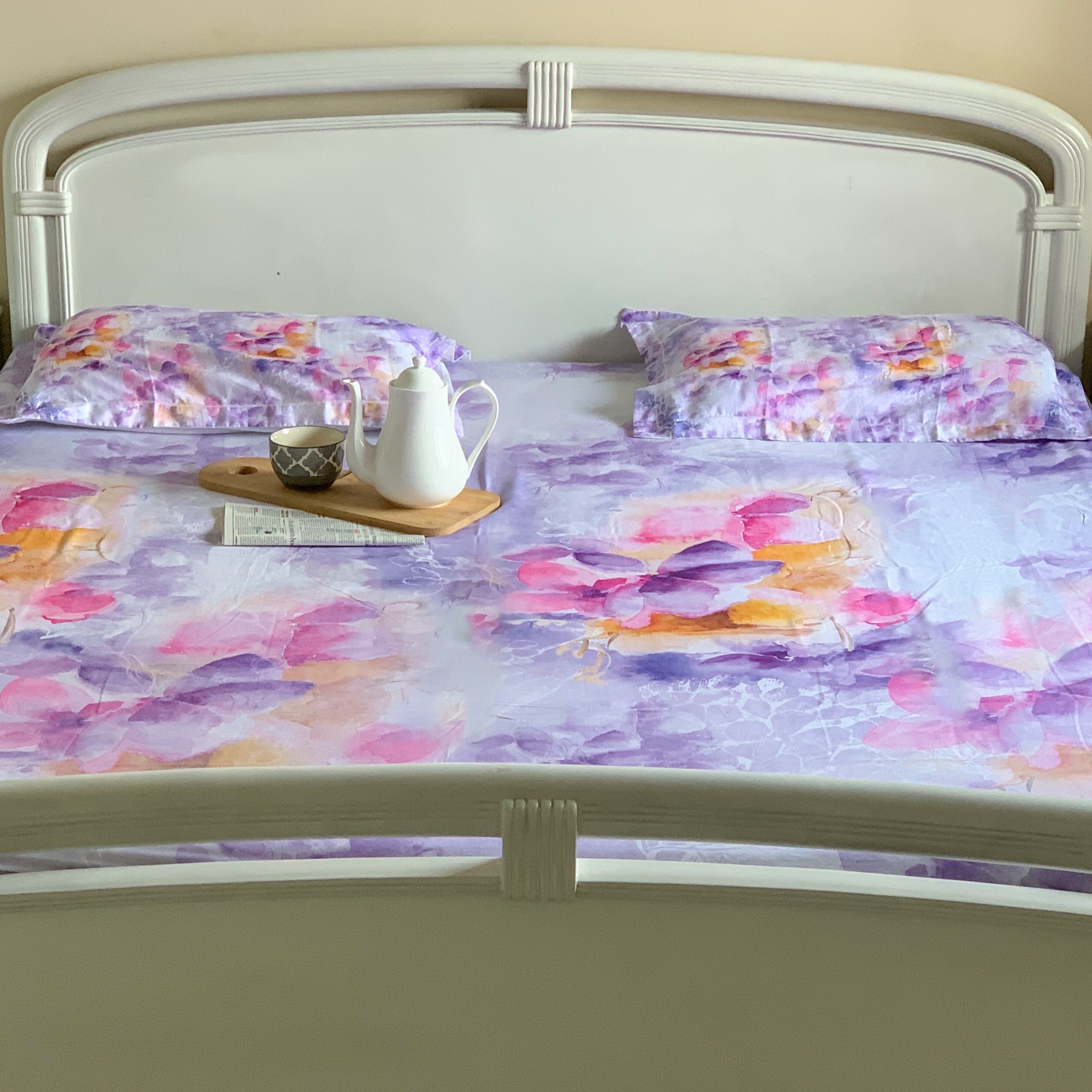Boria Bistar | BORIA BISTAR 400 TC 100% Cotton California King 3D Digital Printed Bed Sheet|1