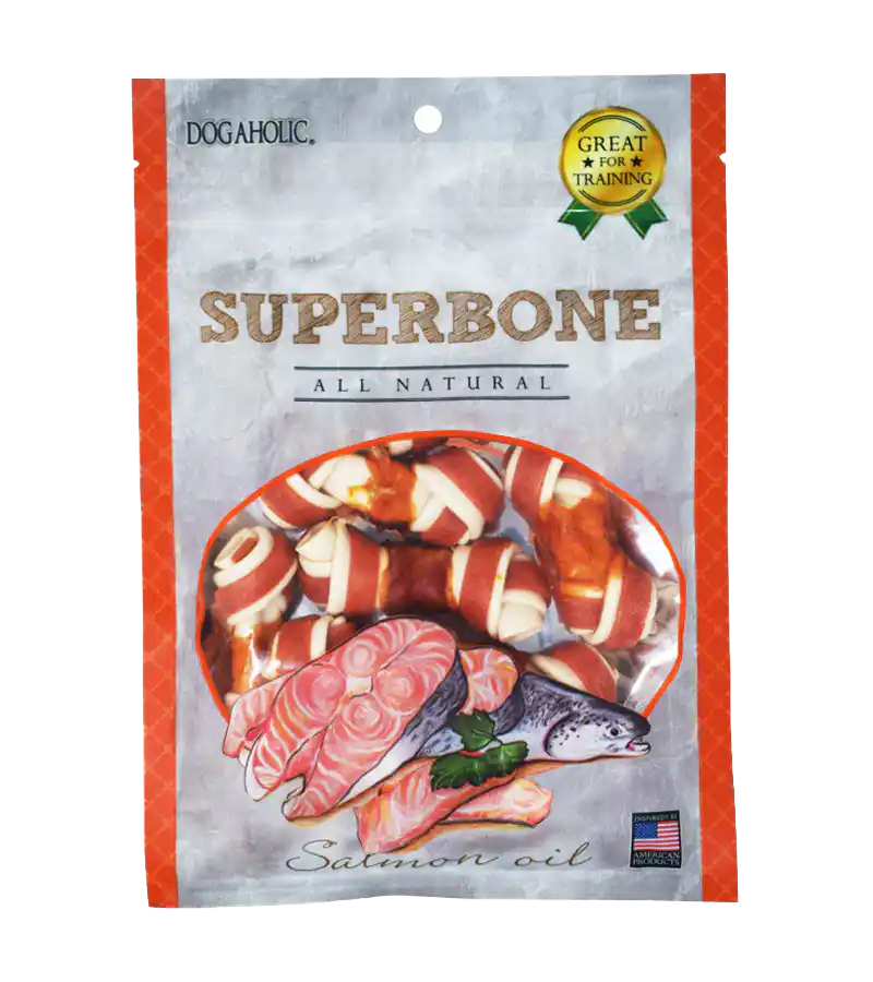 Superbone Chicken Knotted Dog Treat 7-in-1 Salmon Oil