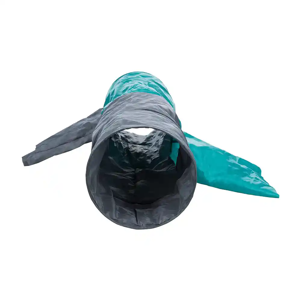 Trixie Playing Tunnel with 4 Entrances Plush 30 × 115 cm (Dark Grey/Petrol)