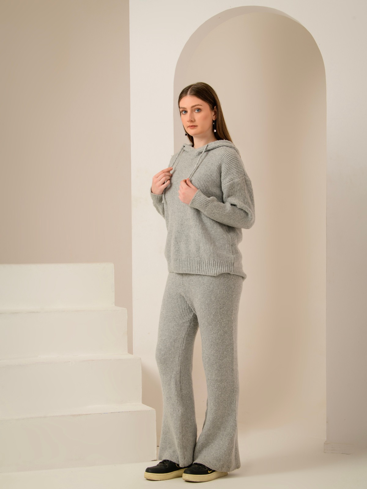 ALBION SMART GREY LADIES WINTER WOOLEN COORDINATE SET