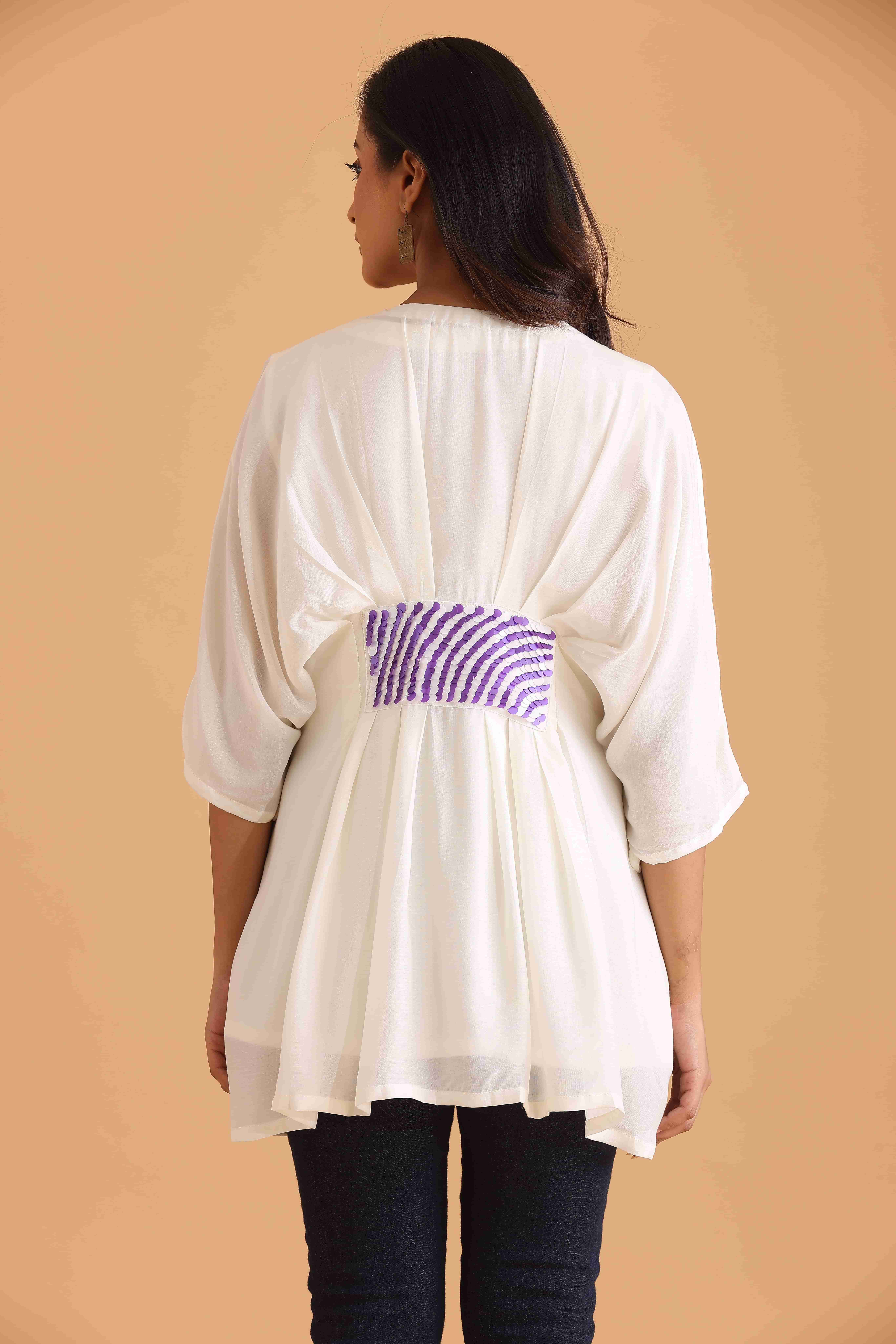 White Flowy Tunic with embellishment