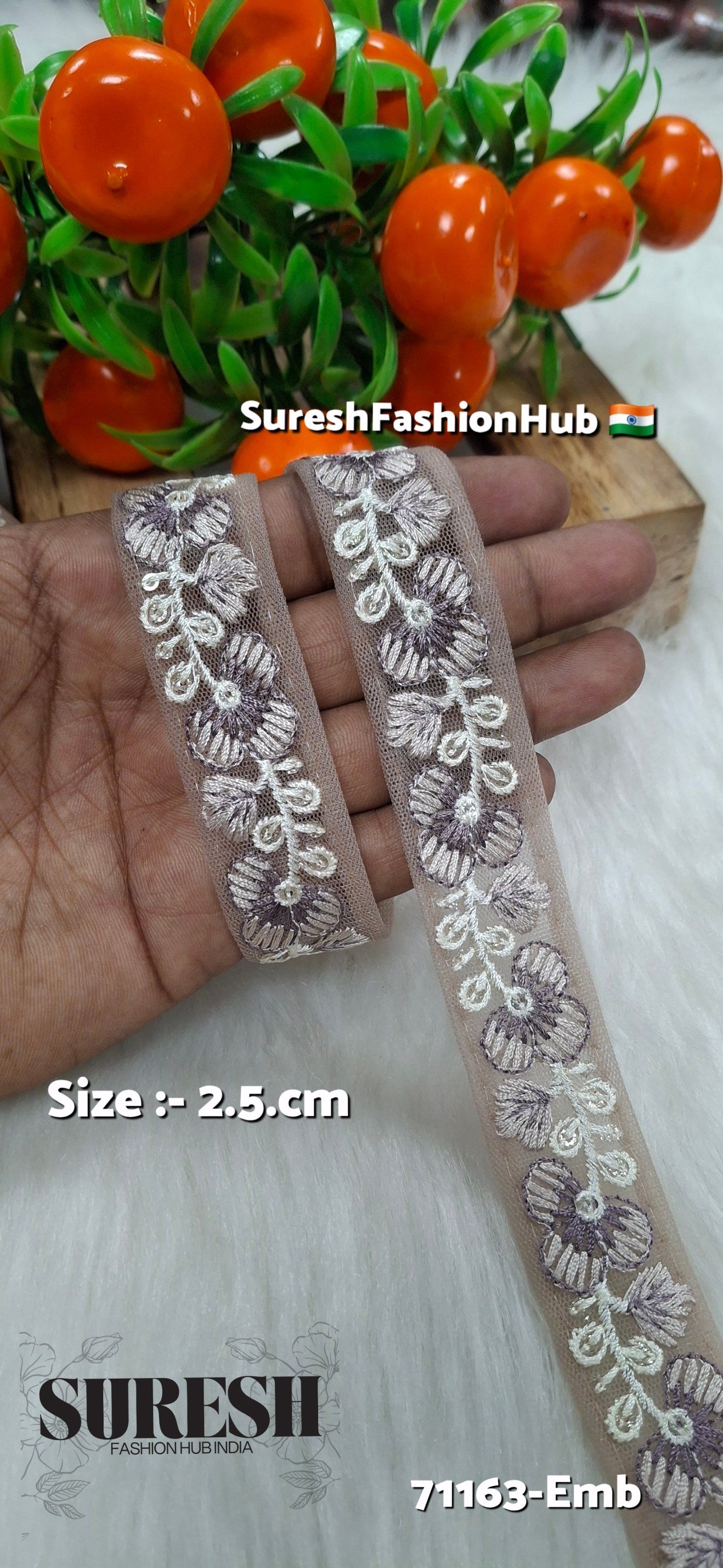 Floral Thread Embroidery Lace – Brown | 71163-Emb