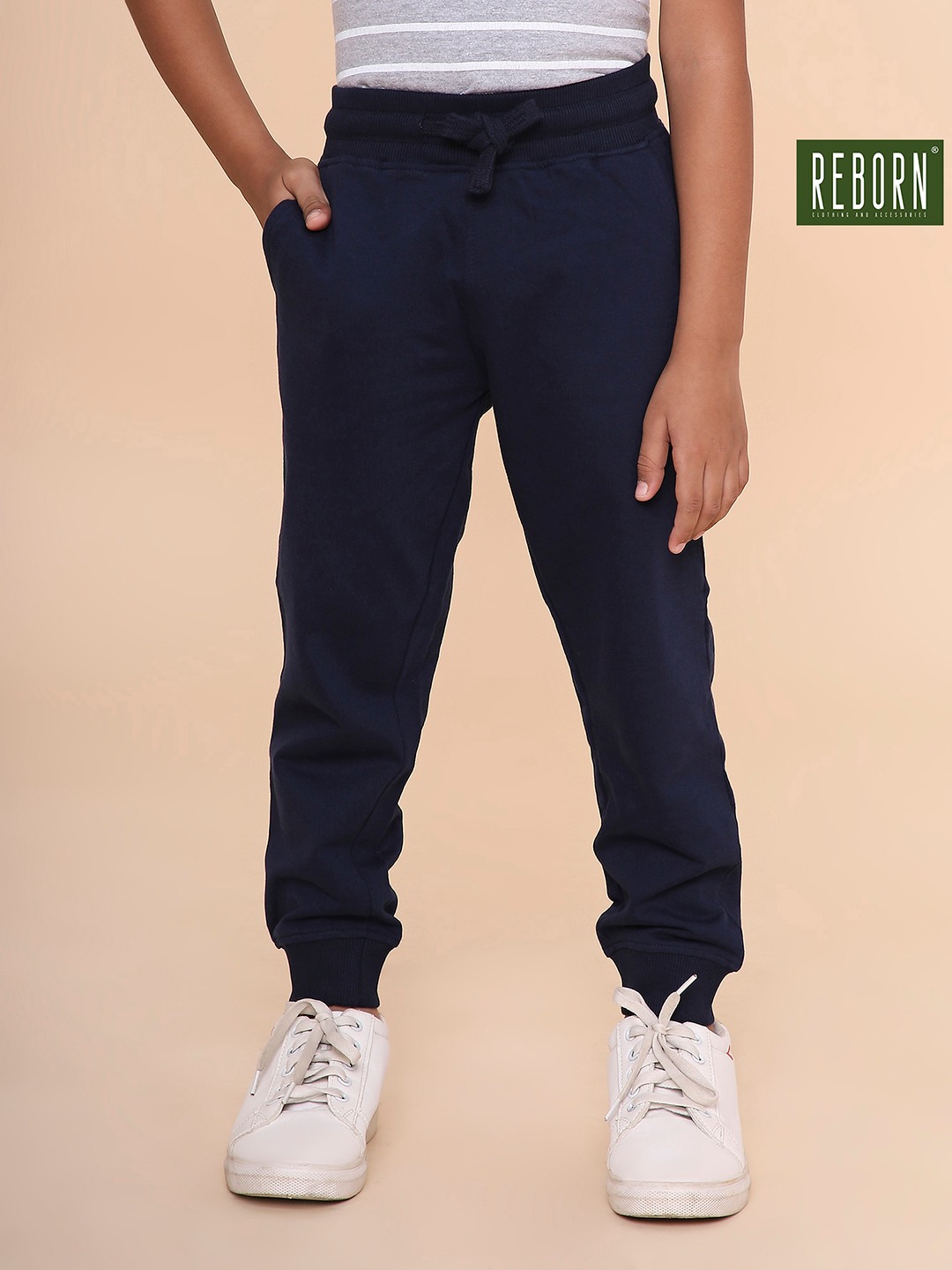 Boys Solid Sweatpant-Navy