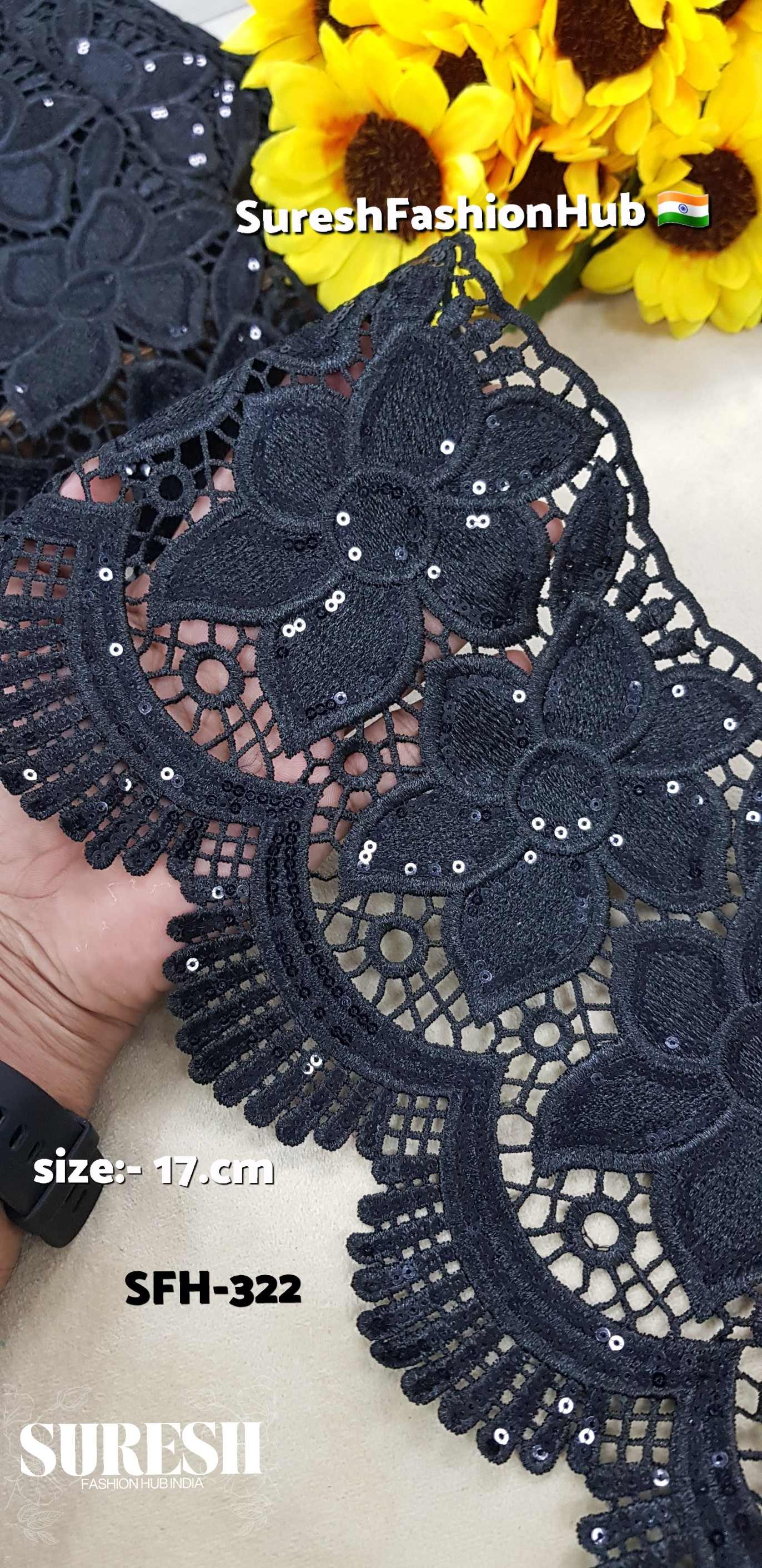Black Imported GPO Cutwork Lace