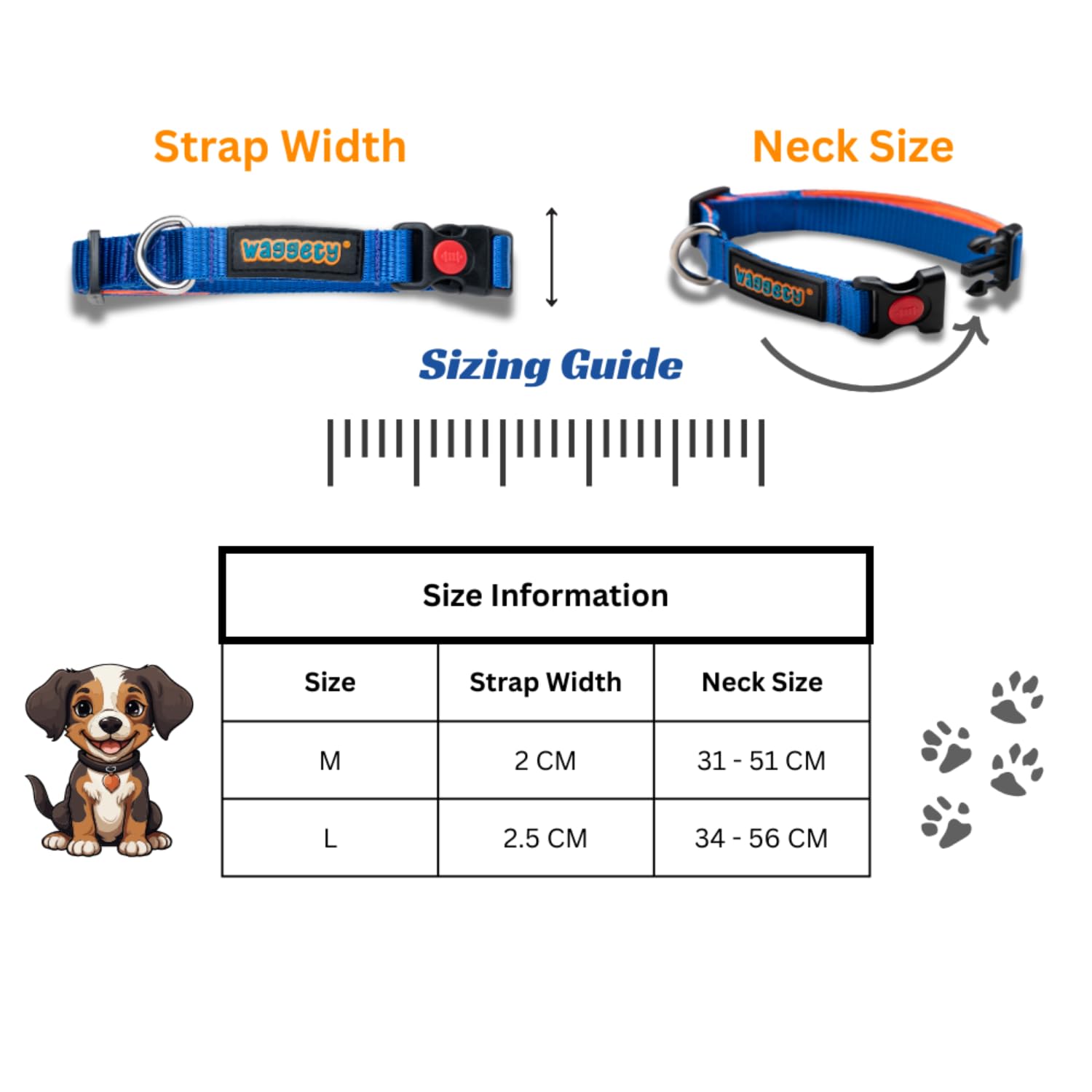 Waggety Padded Dog Collar, Blue