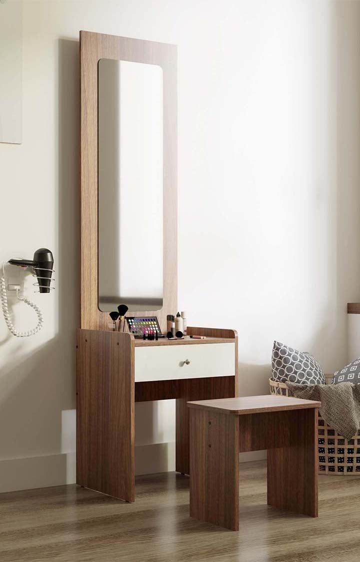 NEUDOT Eliott Wooden Dressing Table with Mirror and Storage | Engineering Wood Dressing Table | Vanity Table with Mirror | Vanity Dressing Table for Bedroom, Living Room | 1-Year Warranty