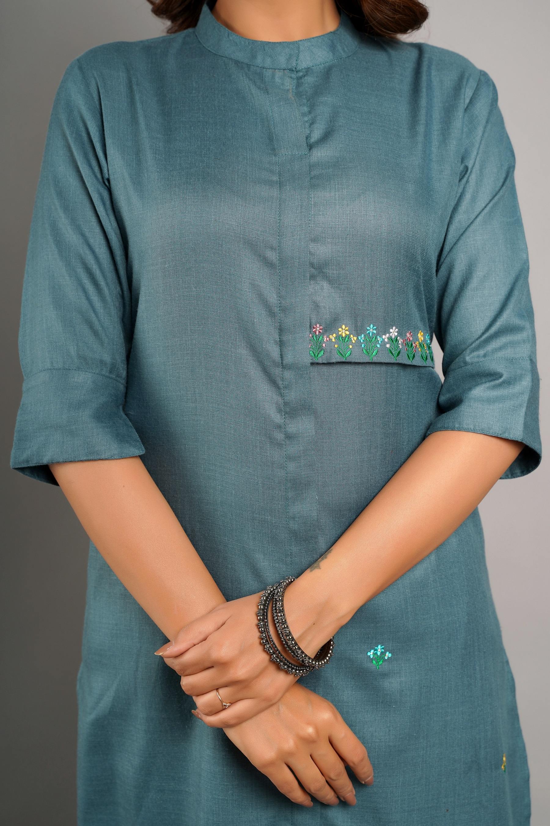 Women's Ethnic Wear, Regular Straight Embroidery kurta With Pant