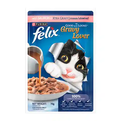 Purina Felix Gravy Lover Meaty Salmon Chunks Wet Cat Food, 70g