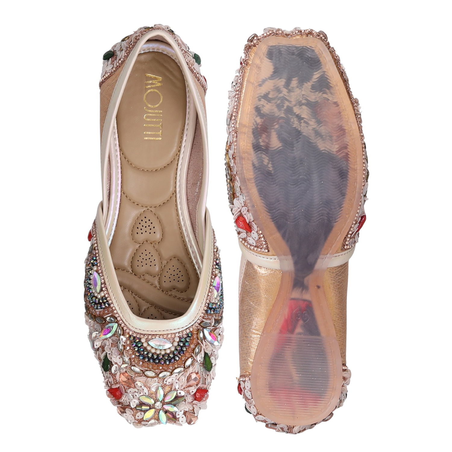 Blush Gold Floral Embroidered Jutti