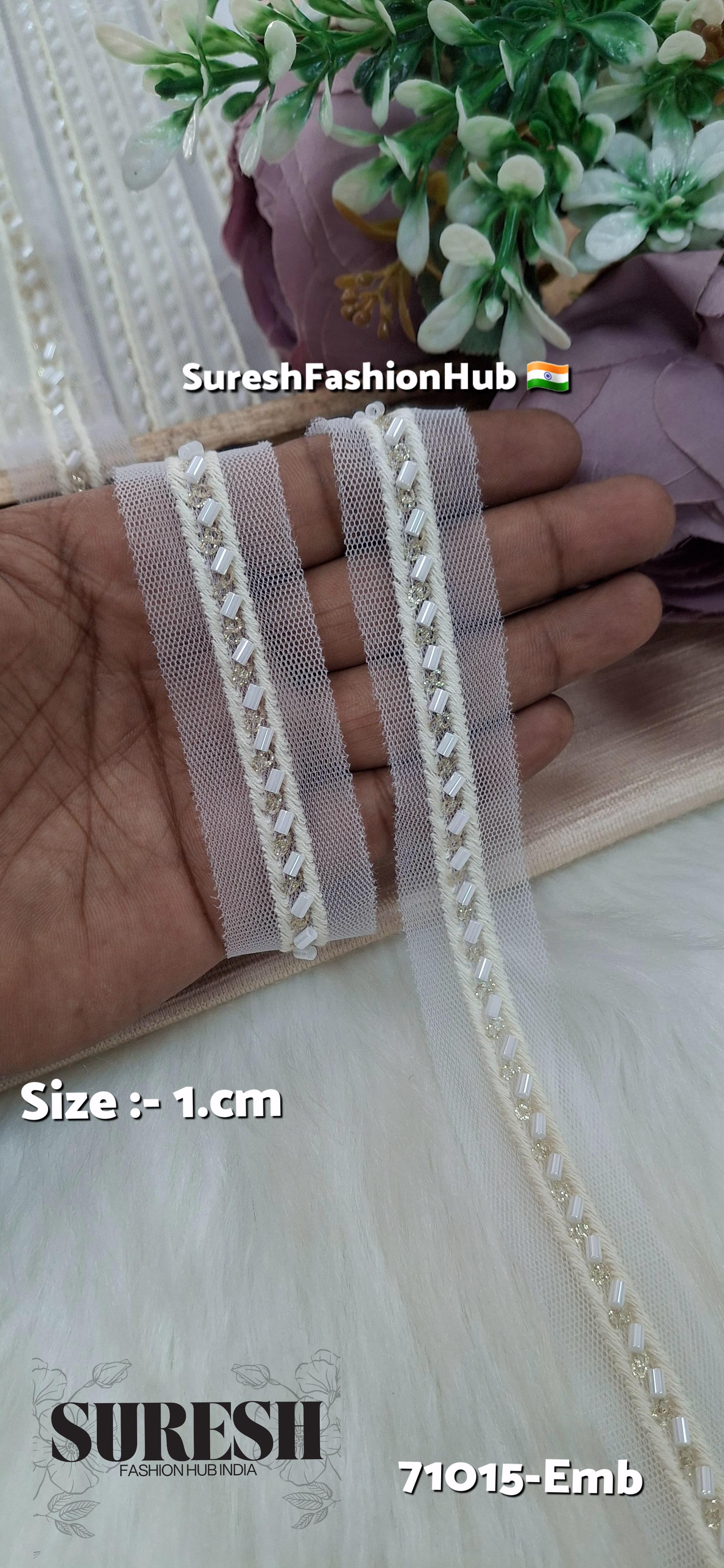 Net Embroidered Border White