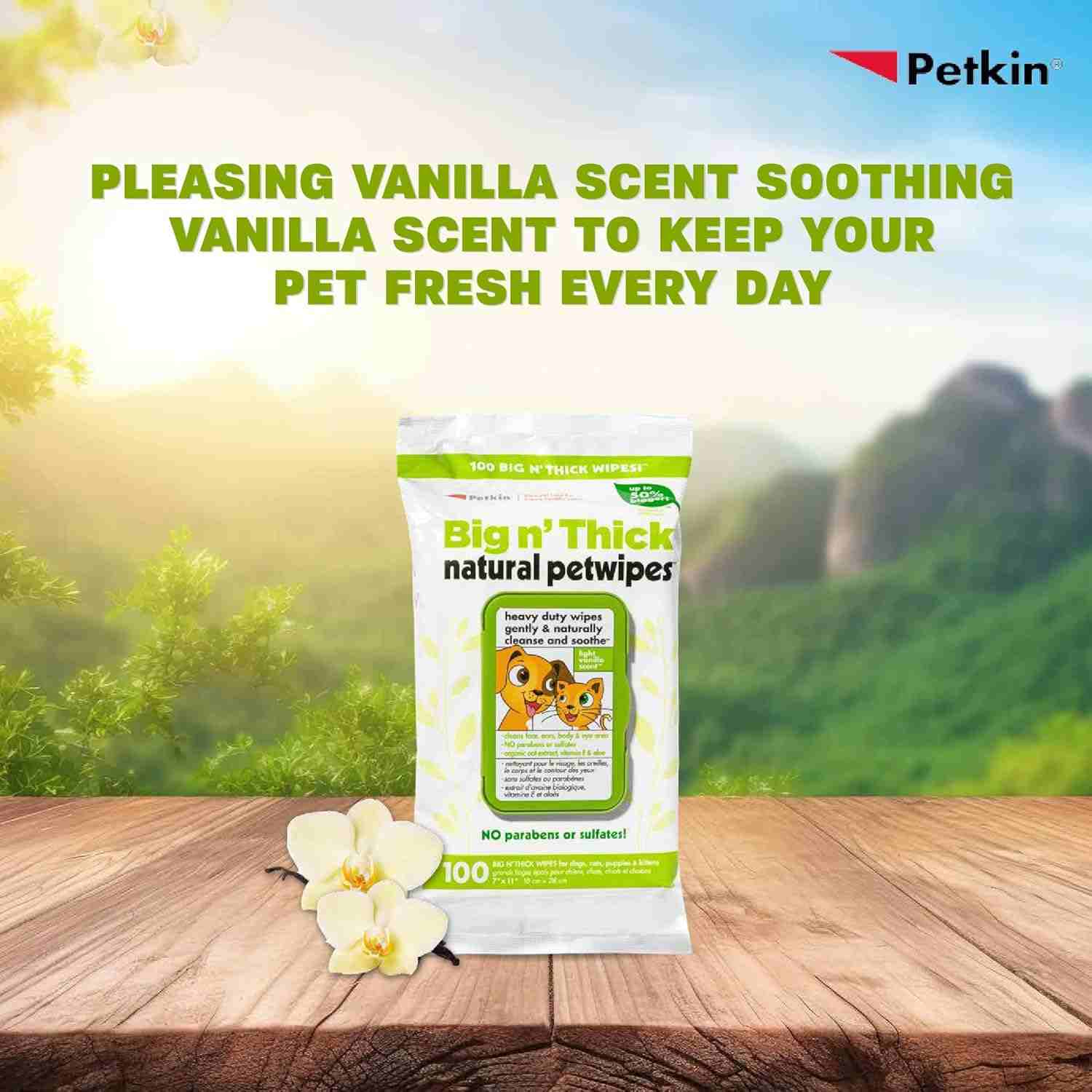 Petkin Big n' Thick Natural Pet wipes 100 Wipes