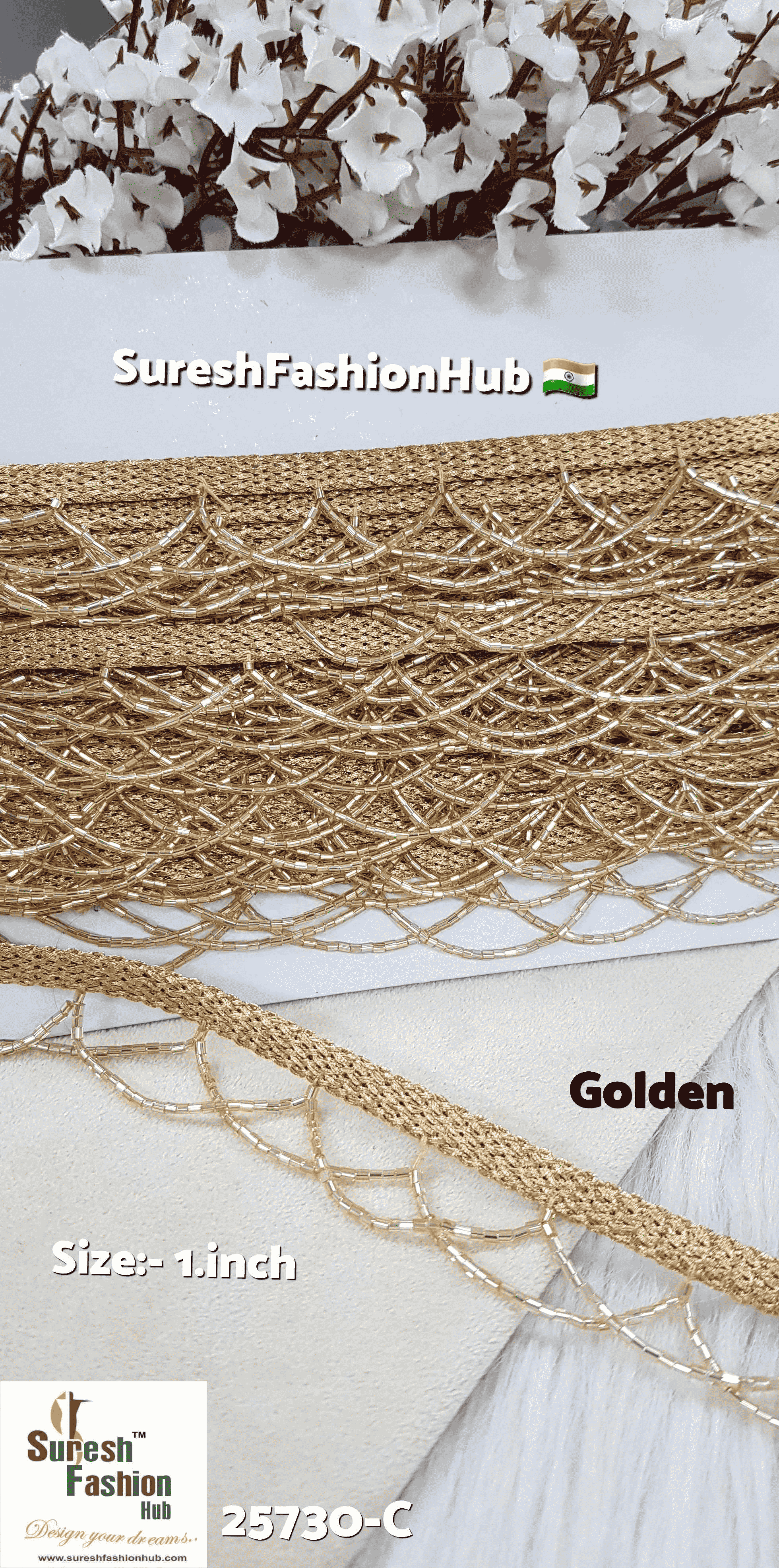 Golden Scalloped Kaddhana Lace