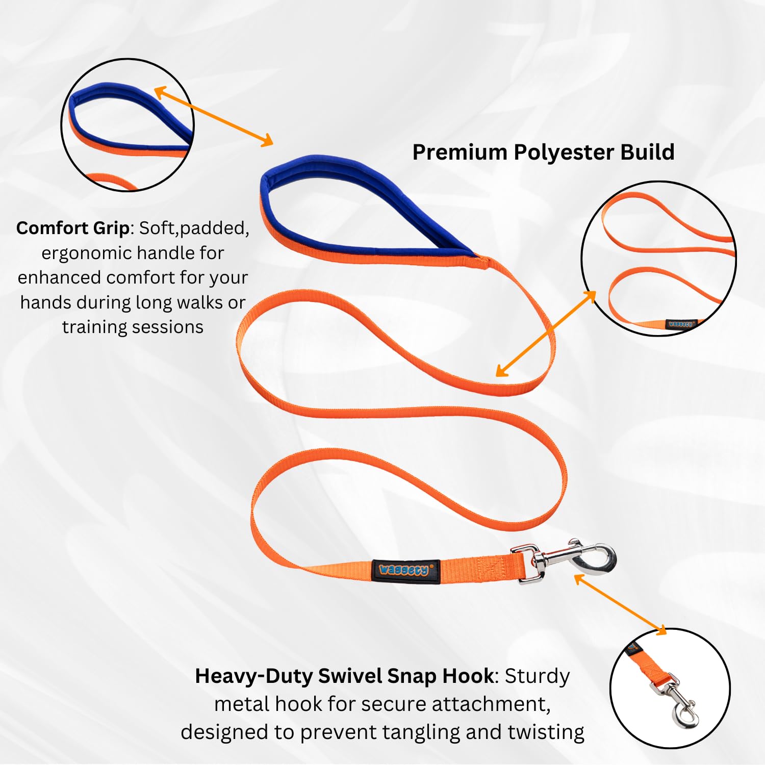 Waggety Dog Leash, Orange