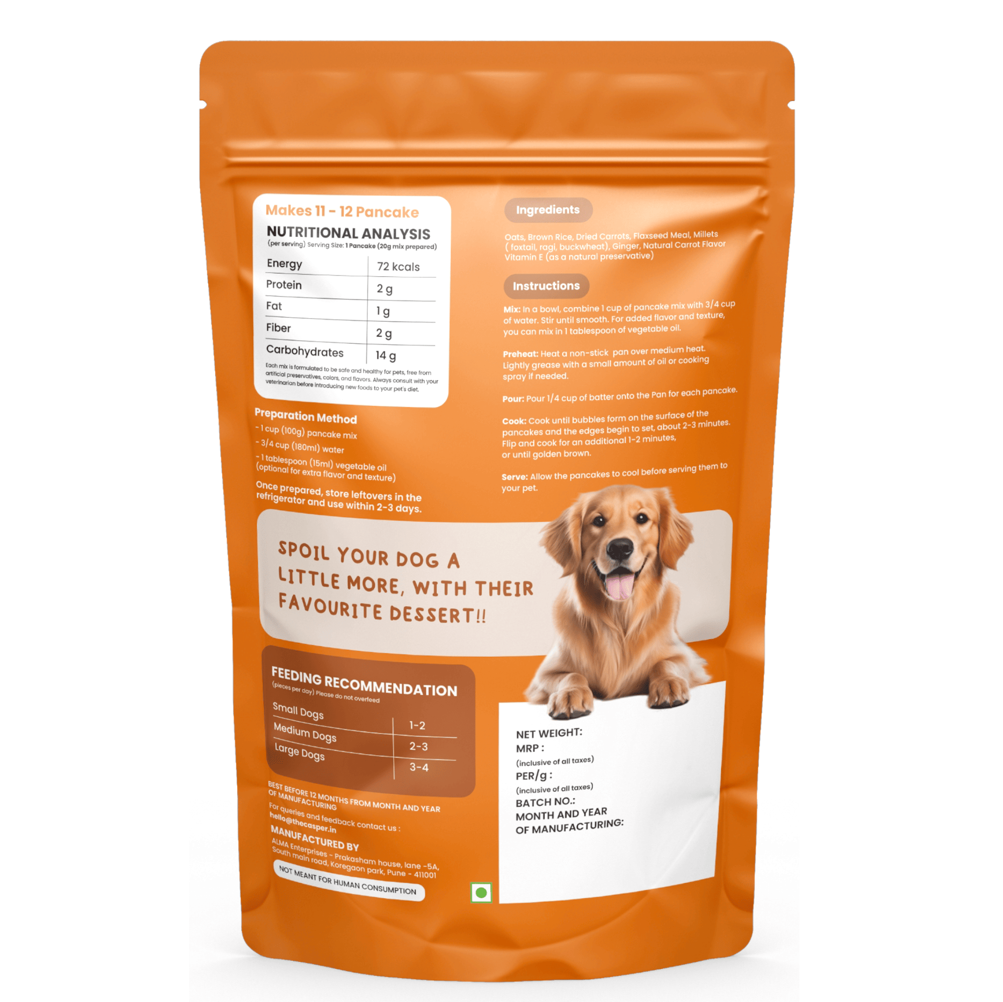 Casper Pancake Mix Carrot Flavour Dog Treat - 250g