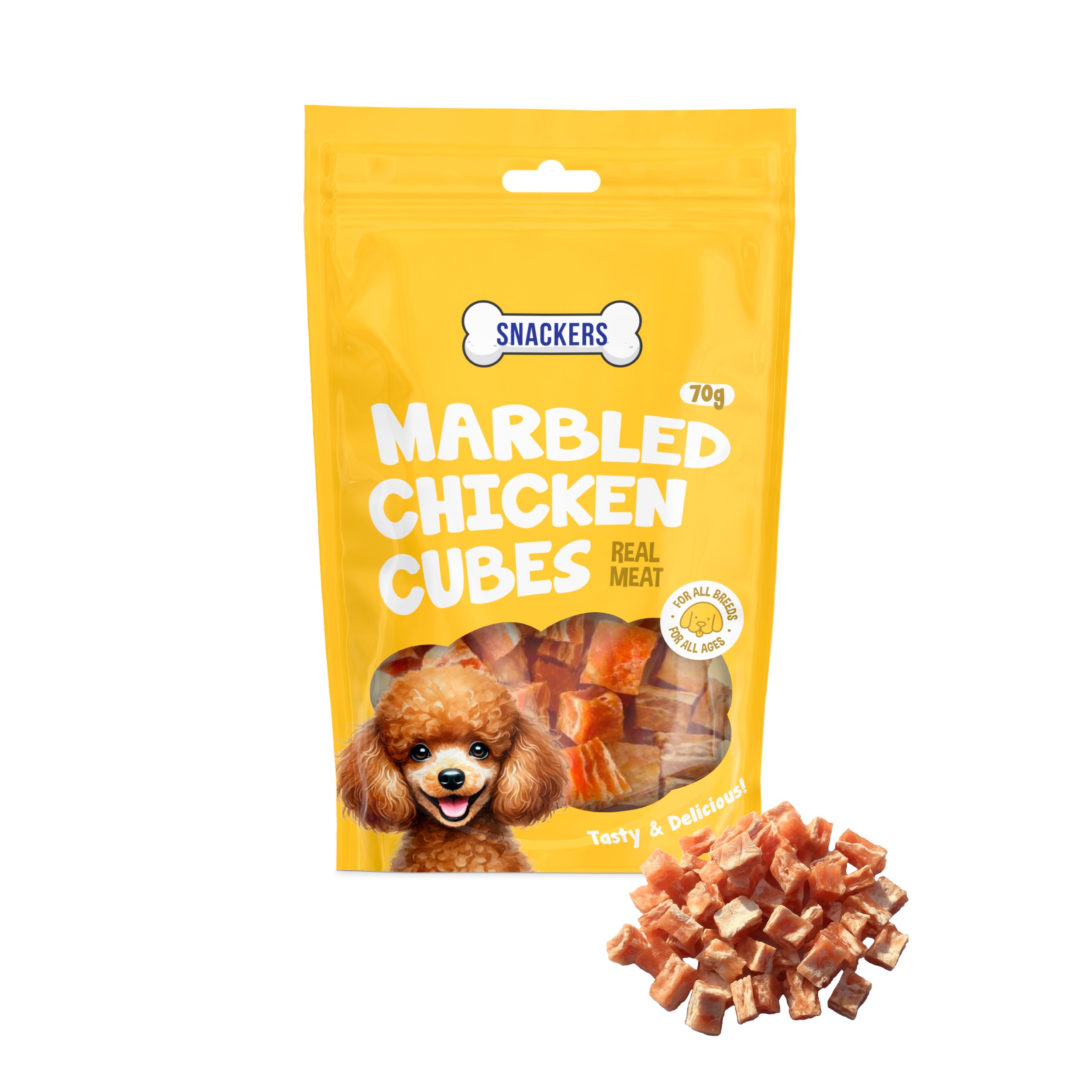Snackers Marbled Chicken Cubes Dog Treats 70g CL